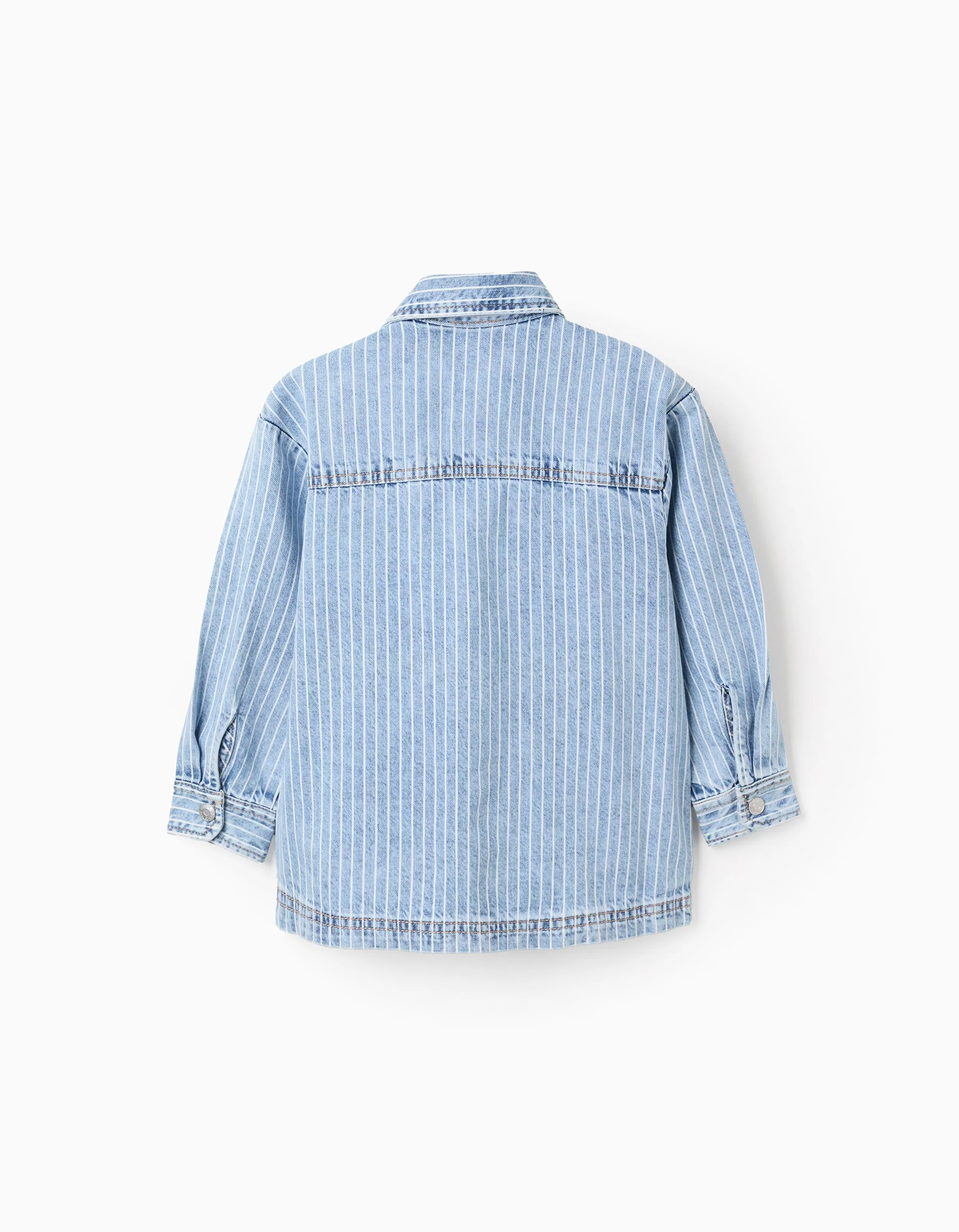 Striped Denim Overshirt for Boys, Light Blue/White