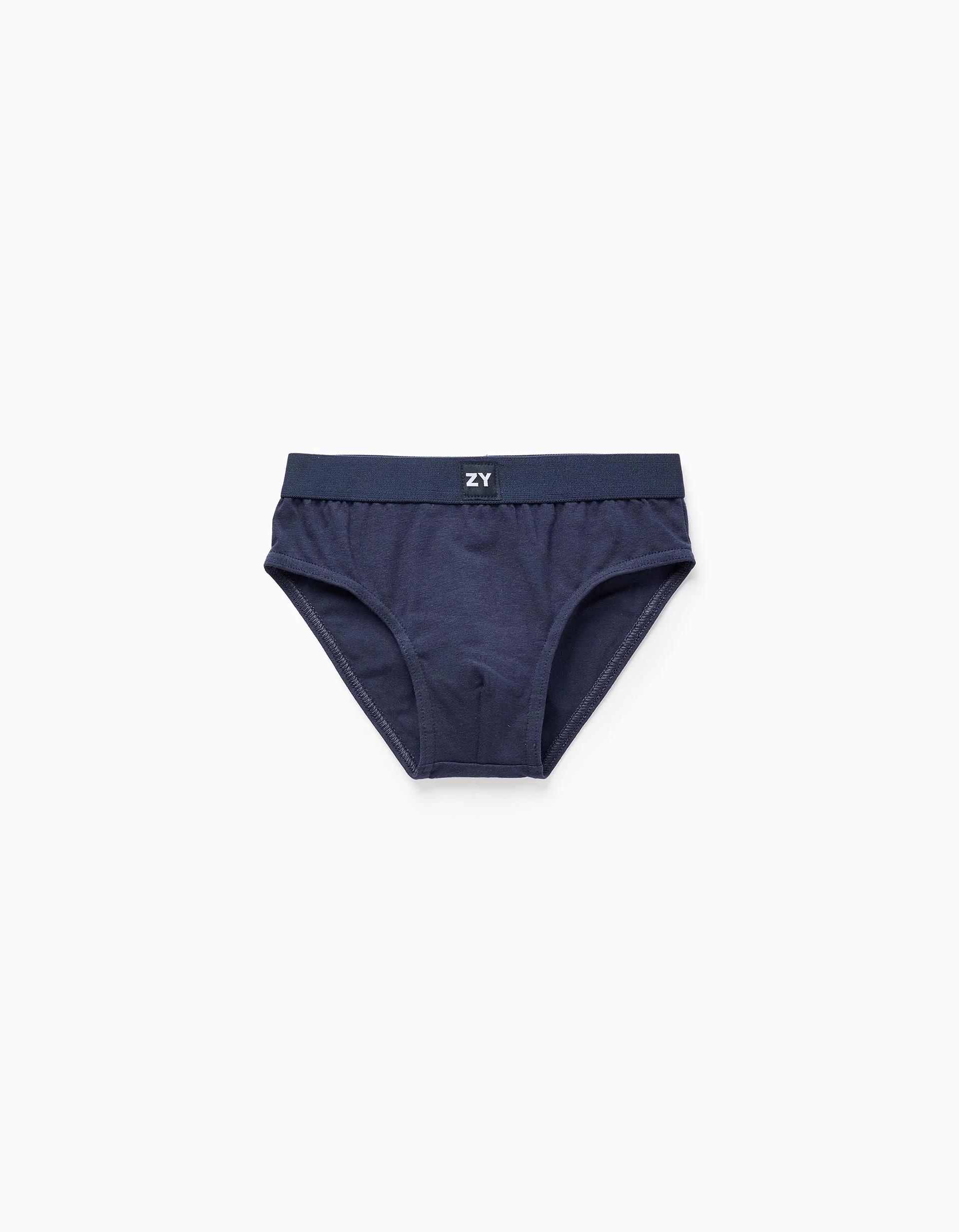 Pack of 5 Plain Briefs for Boys, Blue/White/Grey