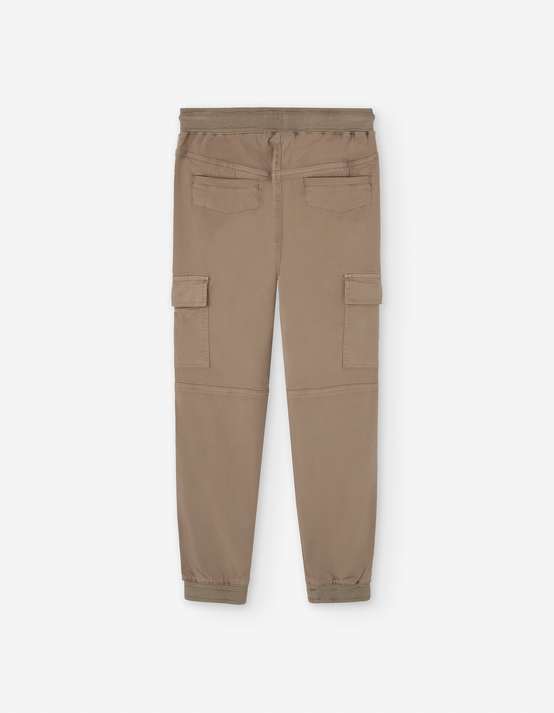 Cotton dobby joggers with cargo pockets for boys, brown
