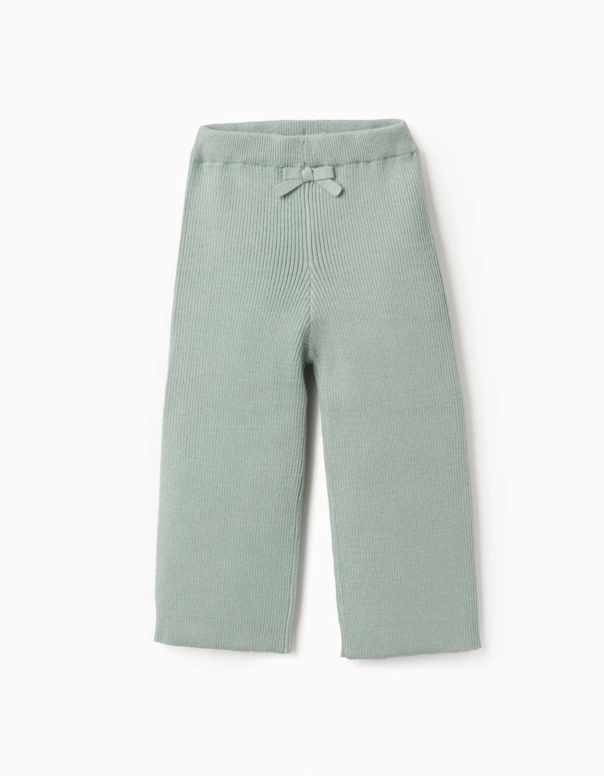 Ribbed knit trousers 'flare' for baby girls, green