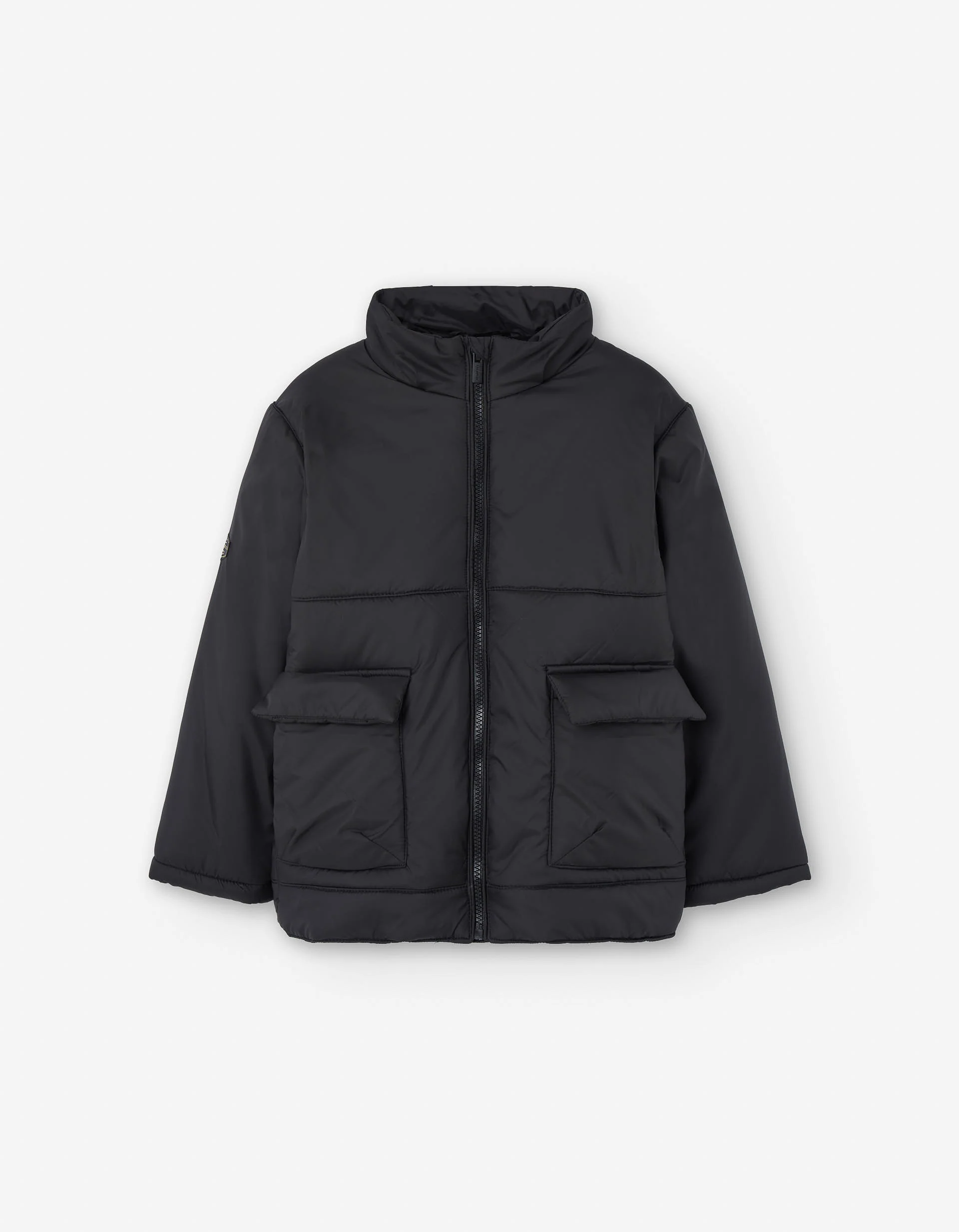Padded jacket with fleece lining and front pockets for boys, dark grey