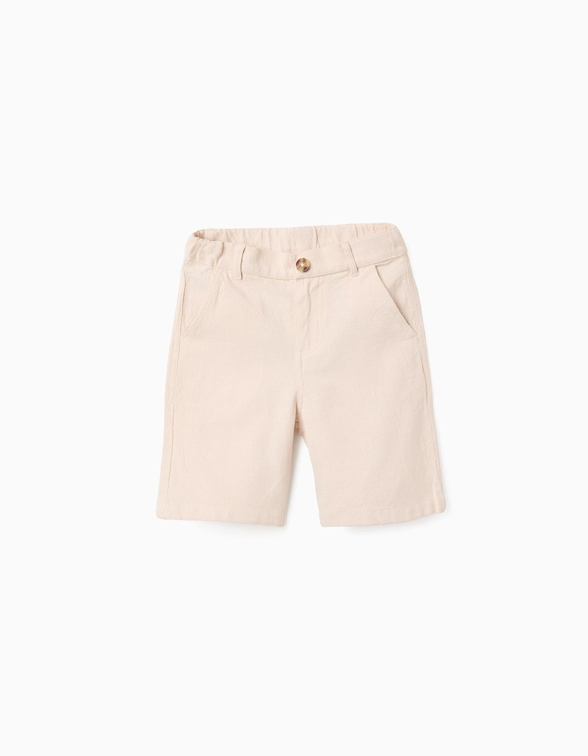 Slub Cotton Shorts for Boys, Beige