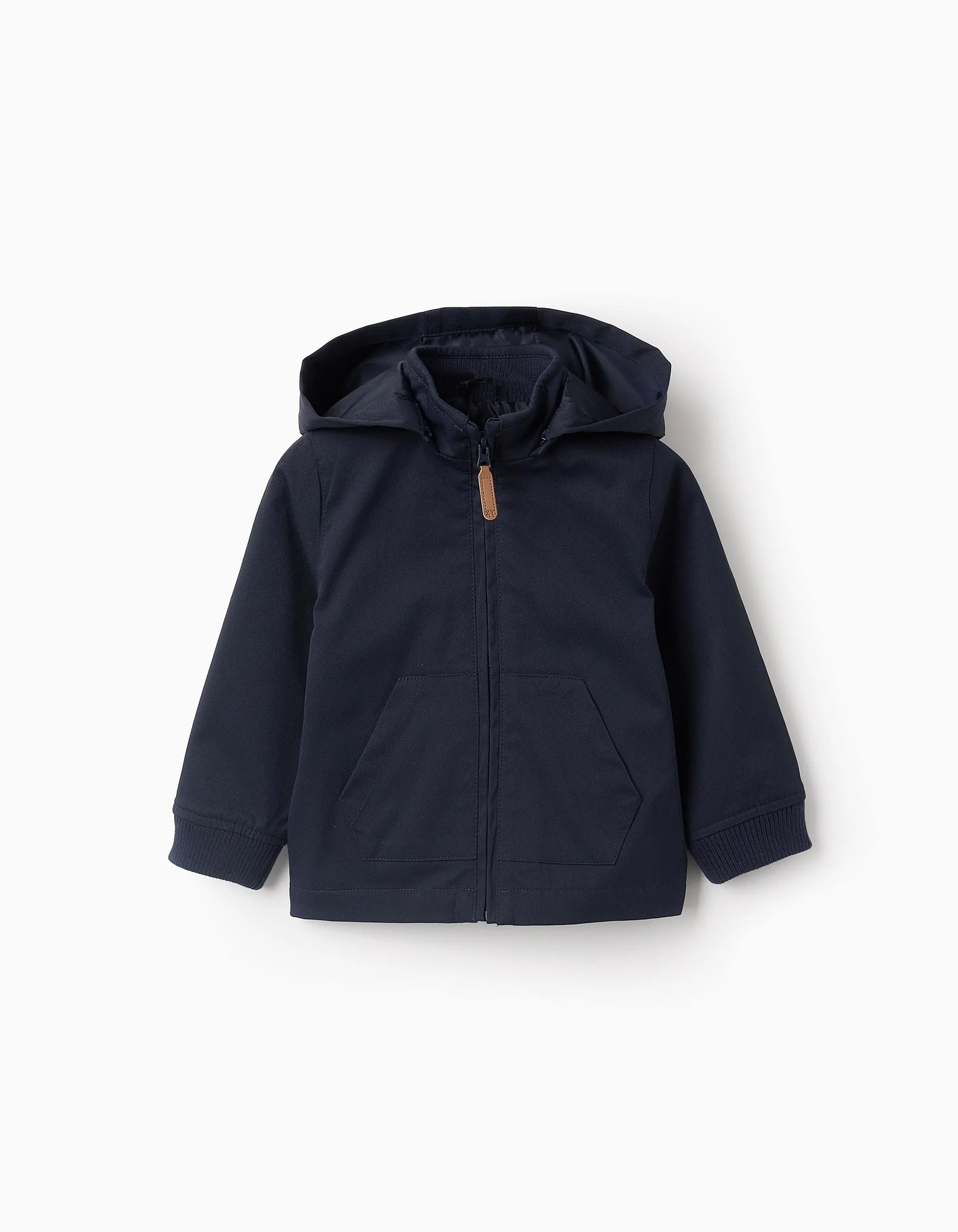 Mid-Season Hooded Jacket with Removable Hood for Baby Boys, Dark Blue