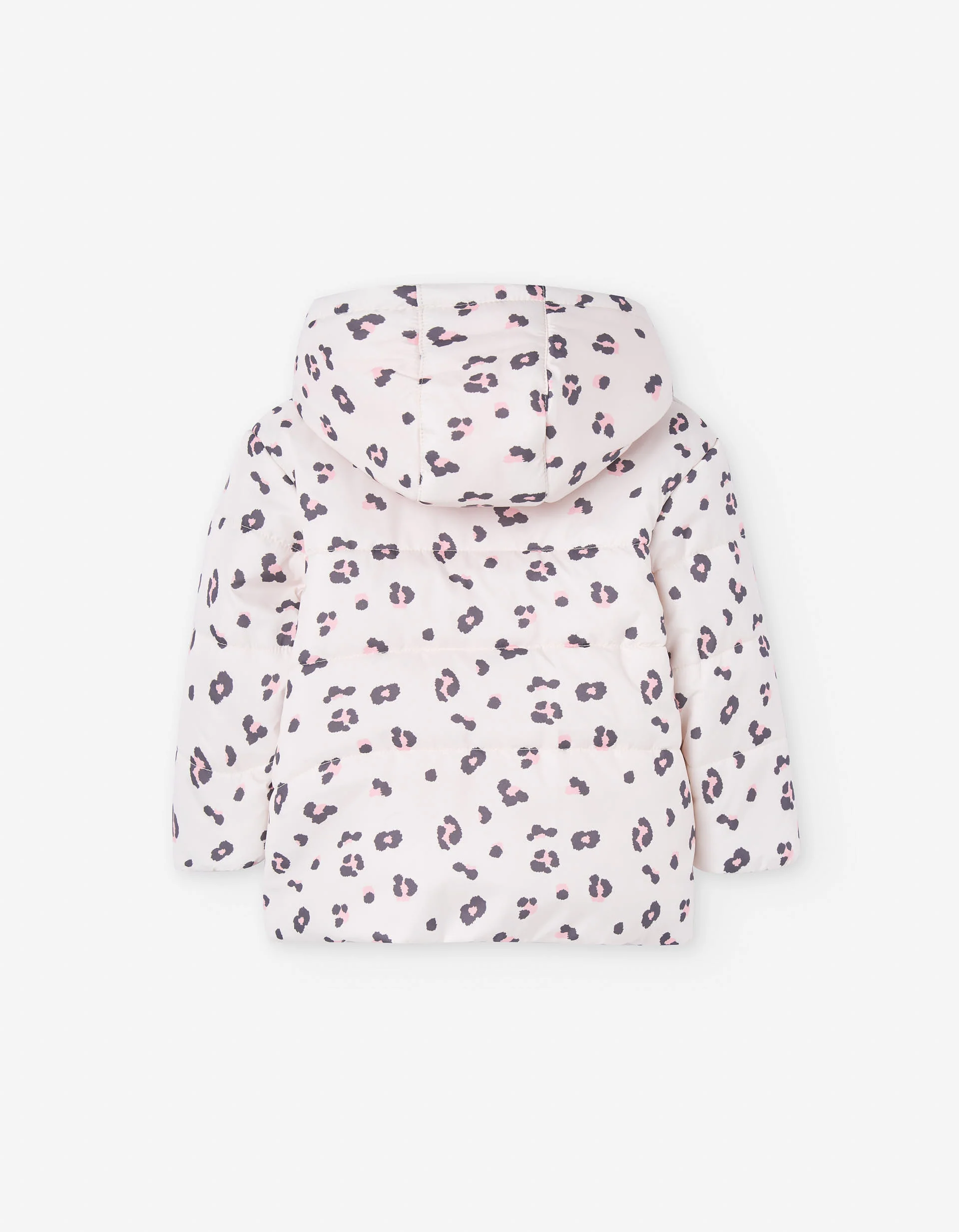 Hooded puffer jacket with fleece lining for baby girls, pink