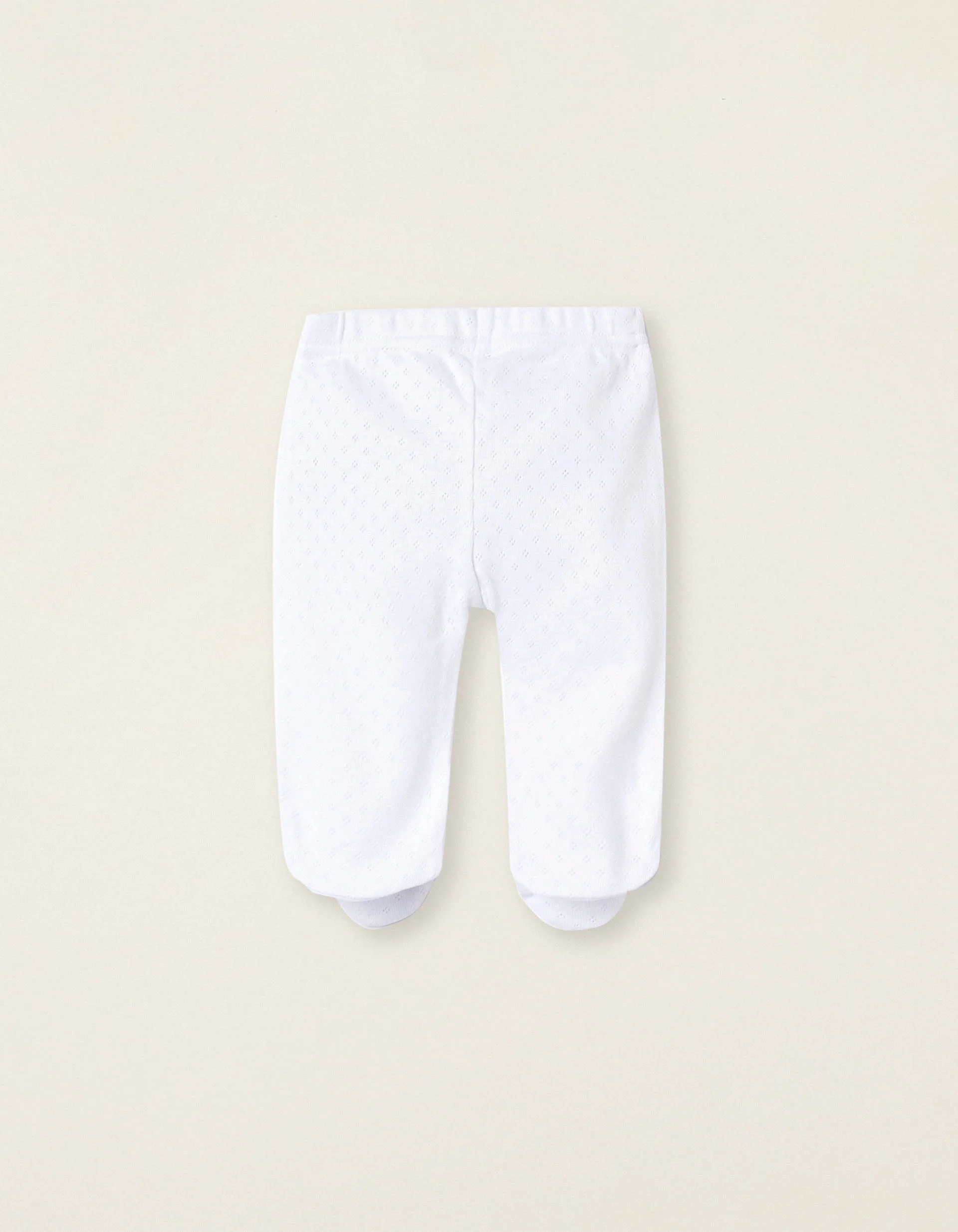 Pack of 4 Cotton Pointelle Footed Trousers for Newborns and Babies, White