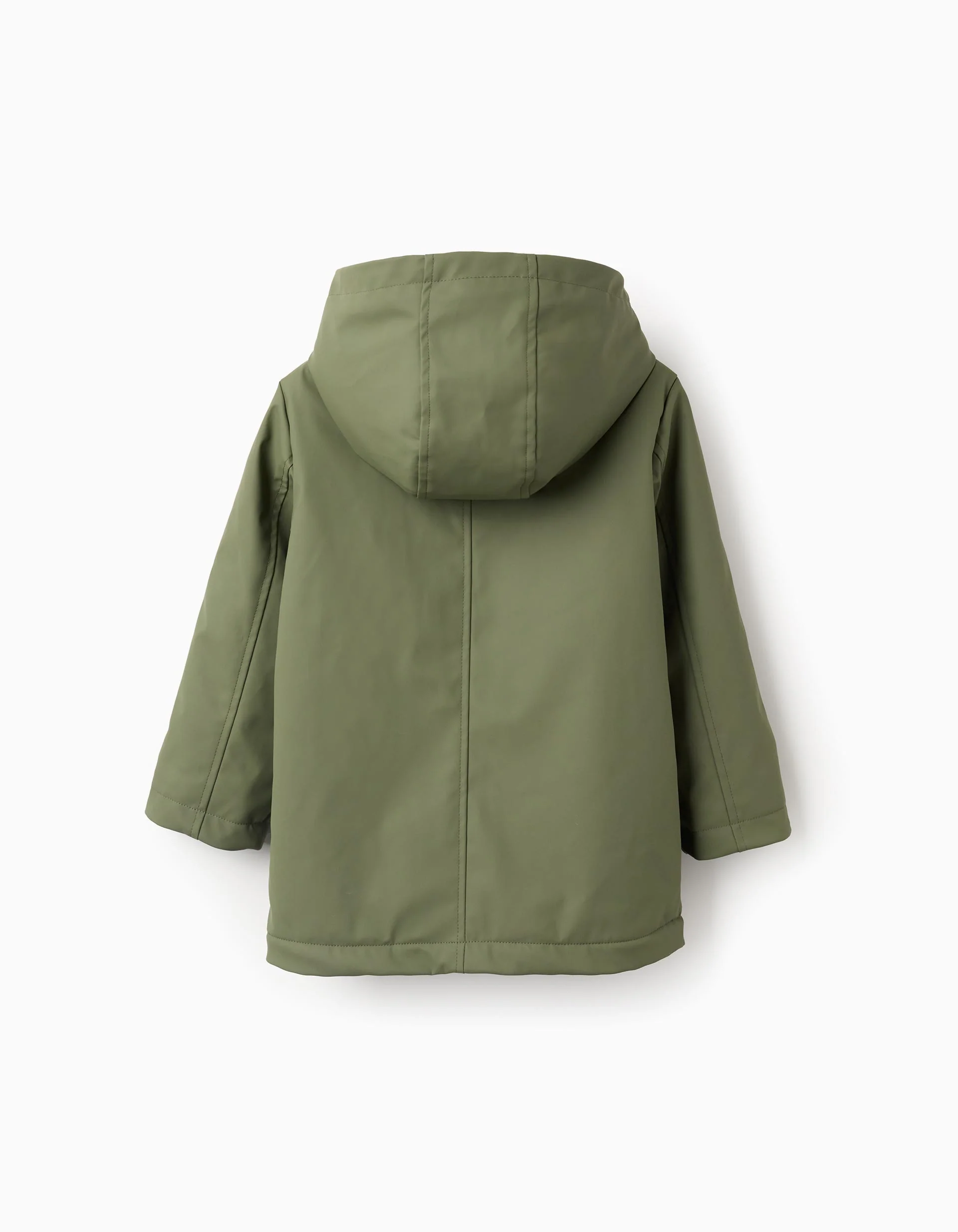 Hooded Rubber Parka with Sherpa Lining for Boys, Green
