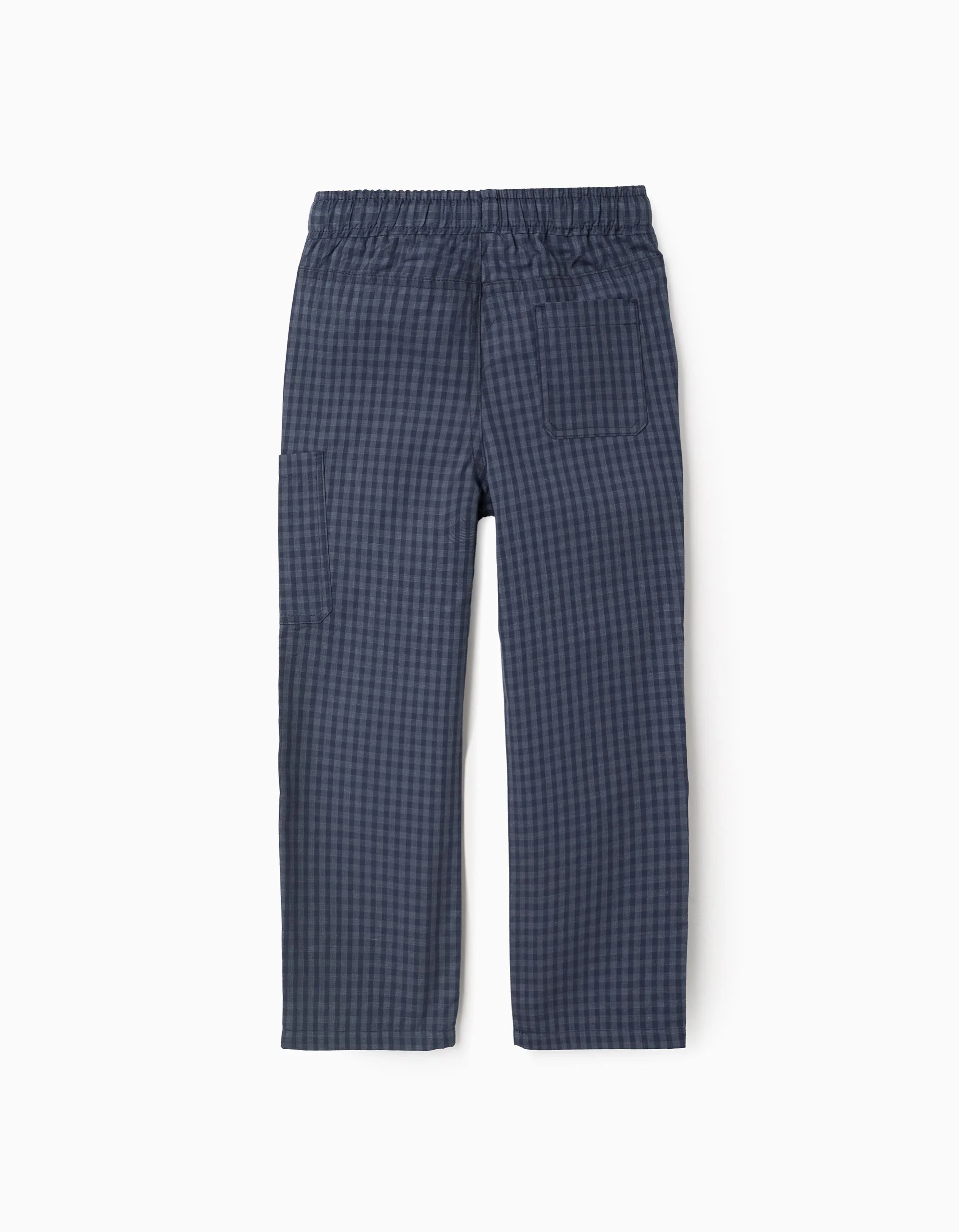 Vichy Trousers with Cargo Pocket for Boys 'Straight Fit', Dark Blue