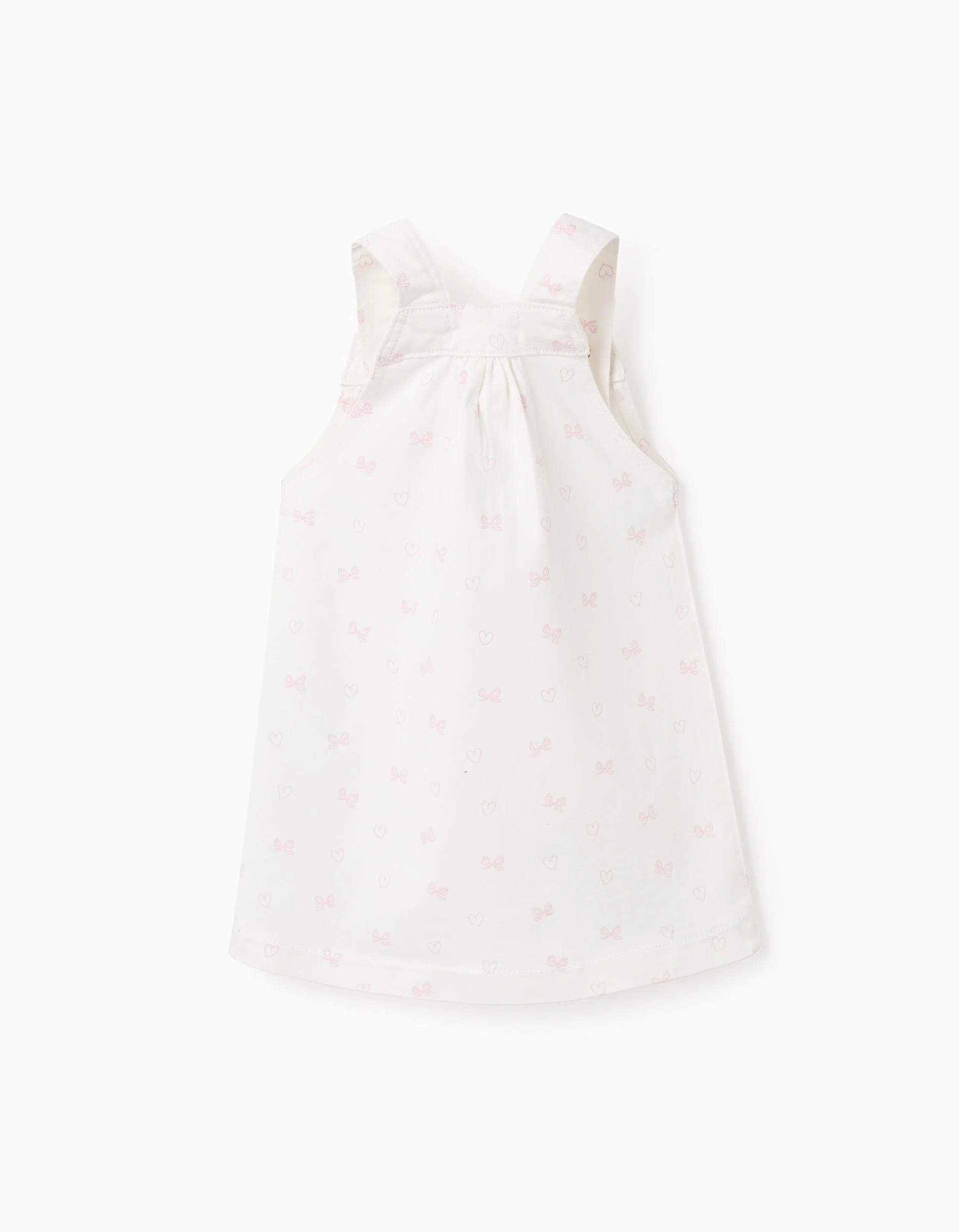 Pinafore Dress in Twill with Motif for Baby Girls, Light Beige