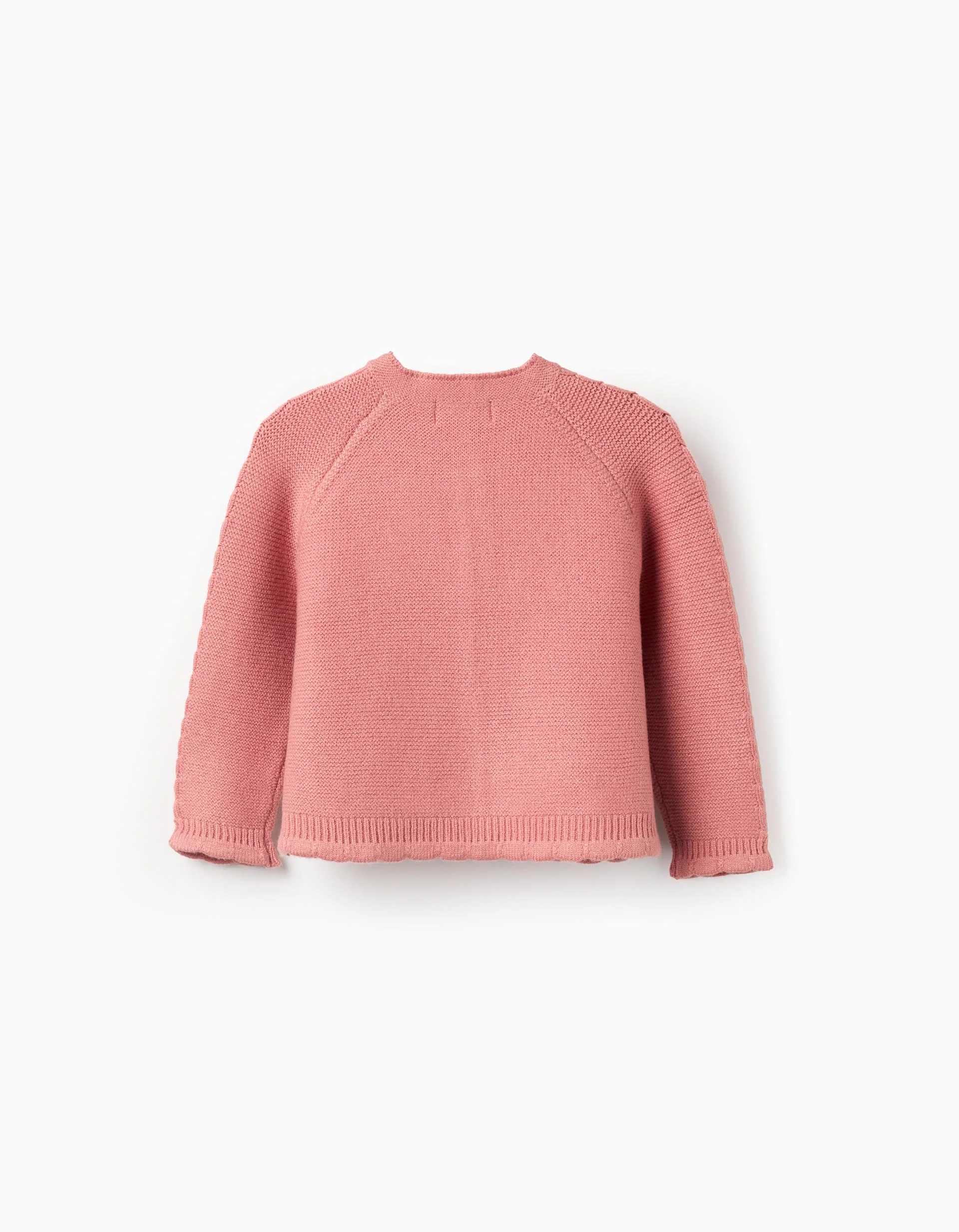 Knitted cardigan with cable details for baby girls, pink