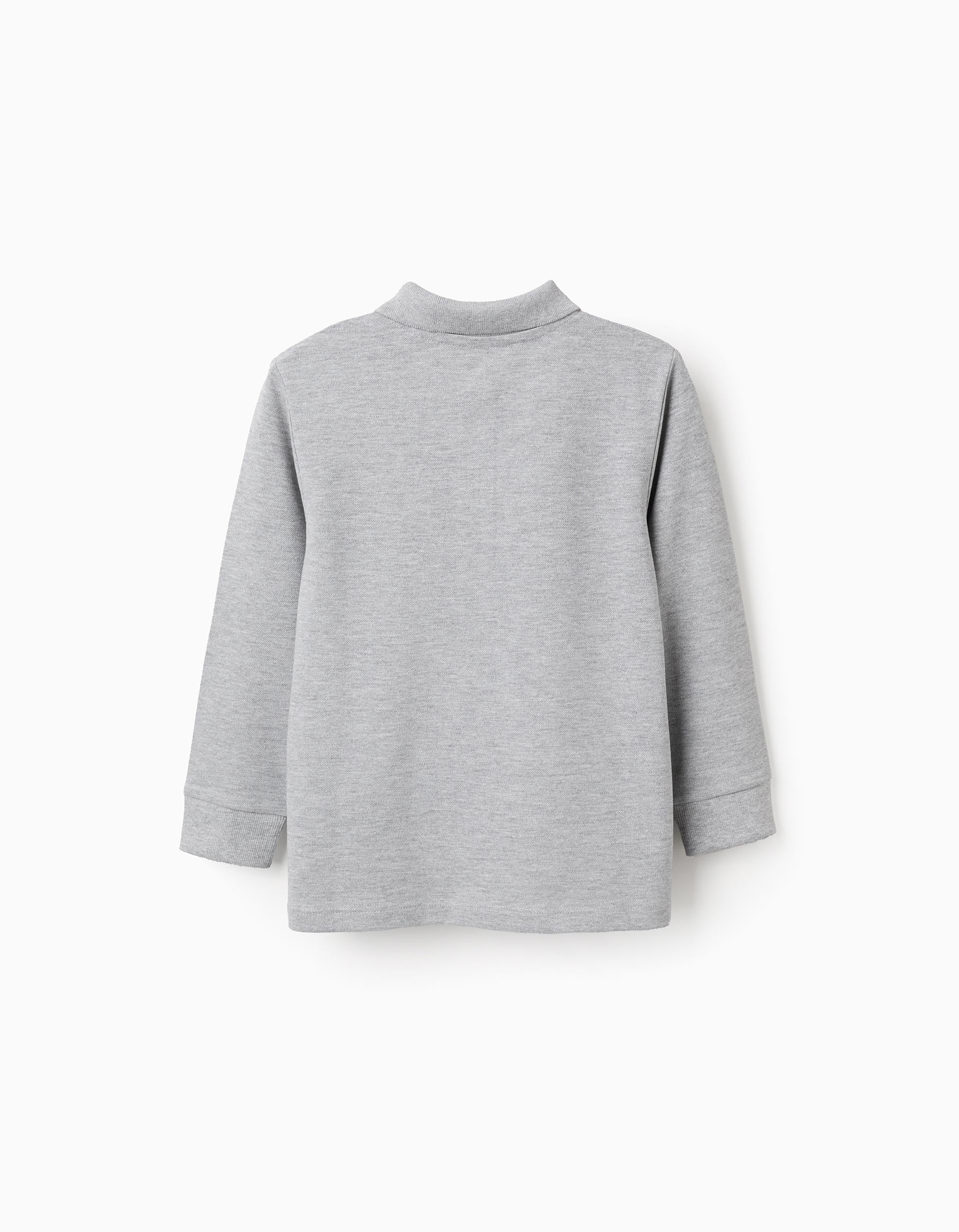 Long Sleeve Cotton Polo-shirt for Boys, Grey