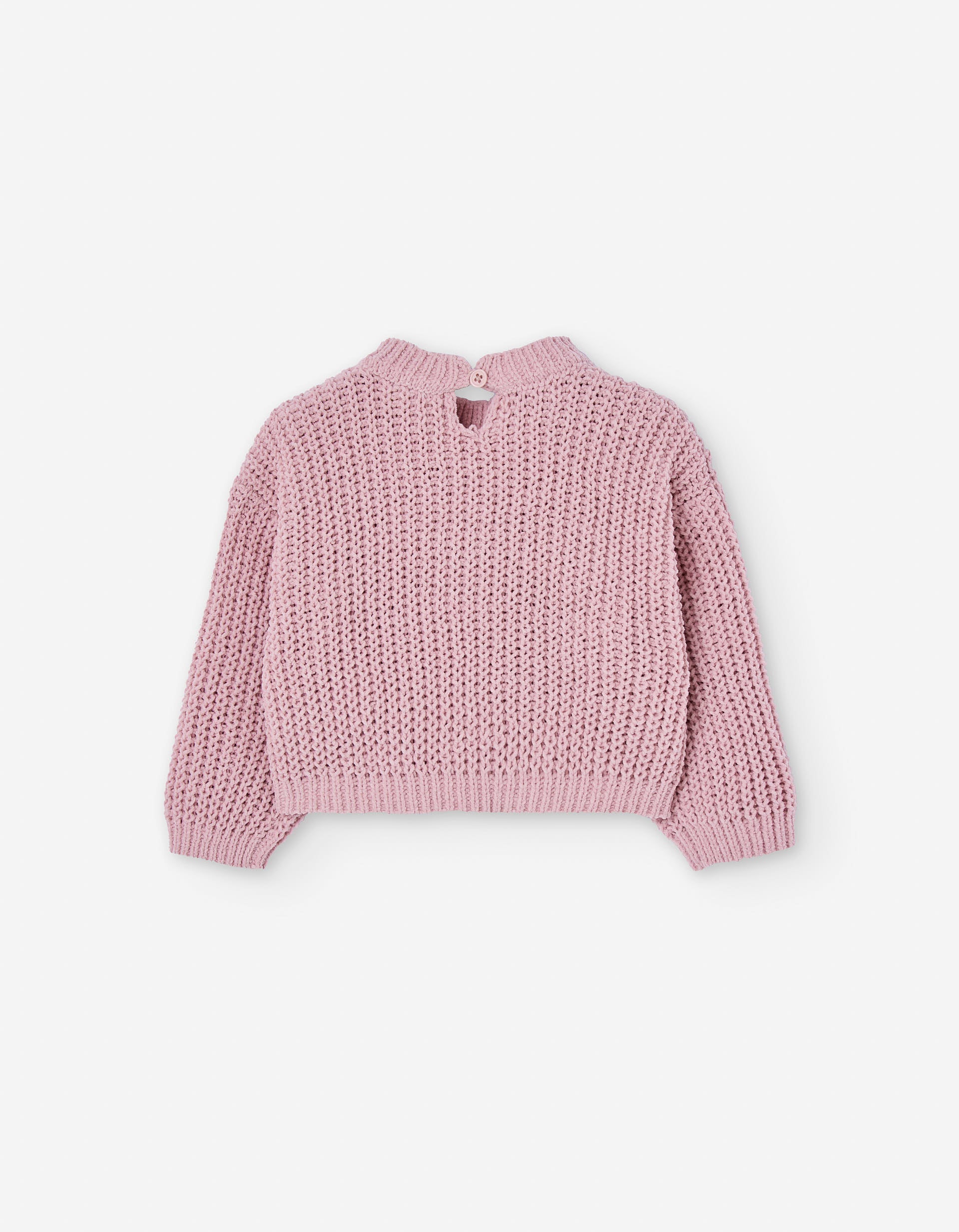 Chenille knit jumper with dropped shoulders for baby girls, light pink