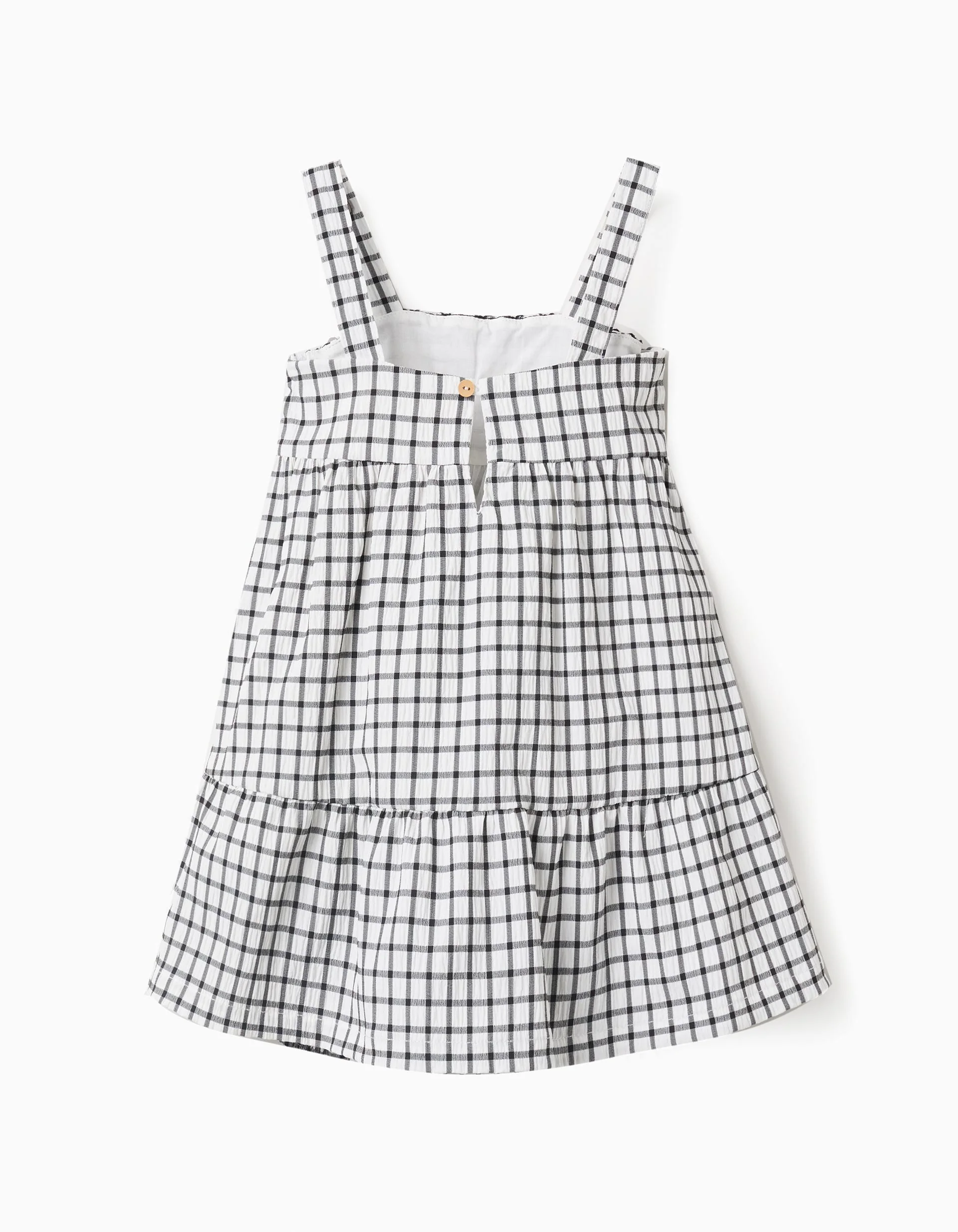 Dress + Bloomers with Vichy Pattern for Baby Girls, White/Grey