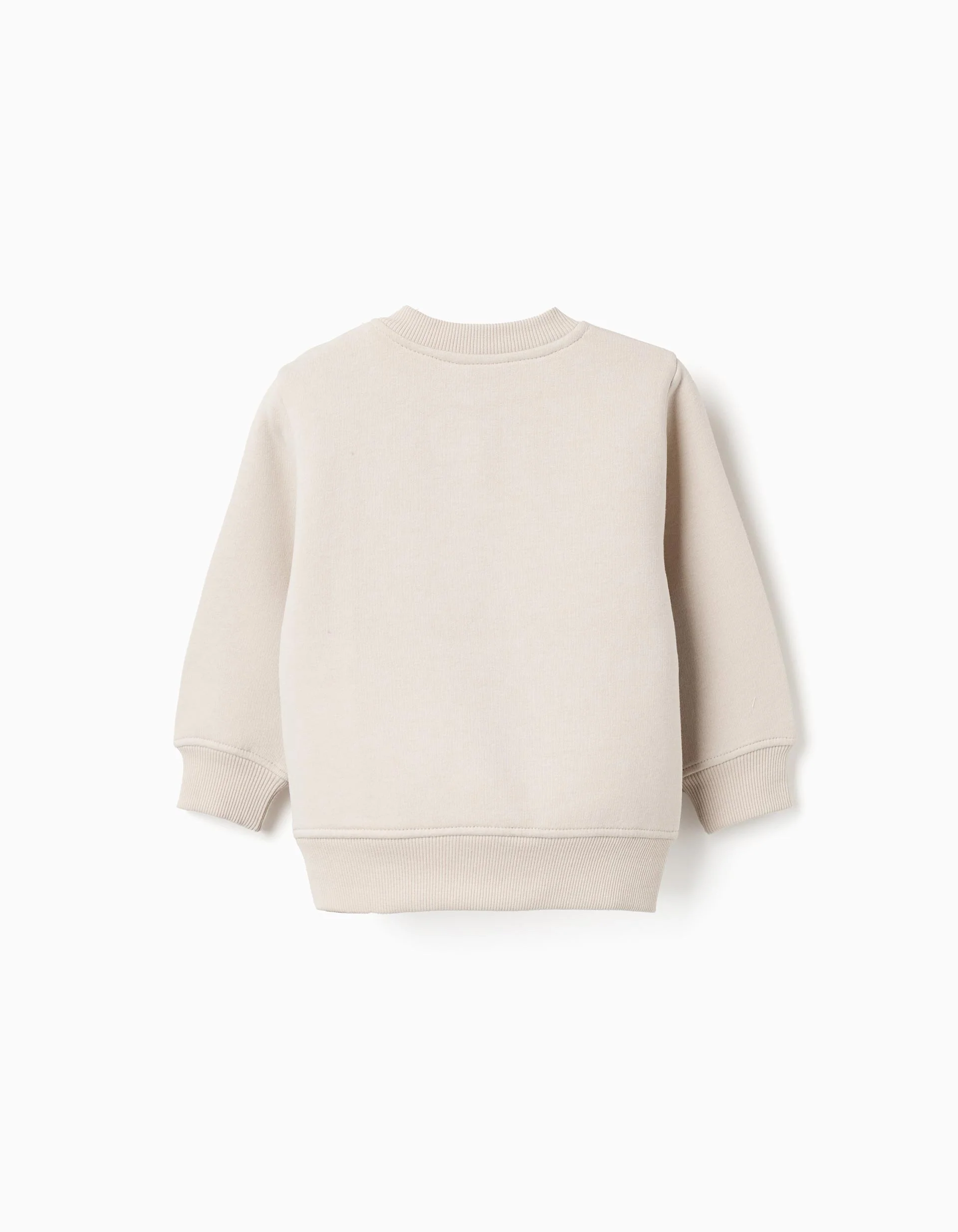 Brushed sweatshirt with 'Super Genius' print for baby boys, beige