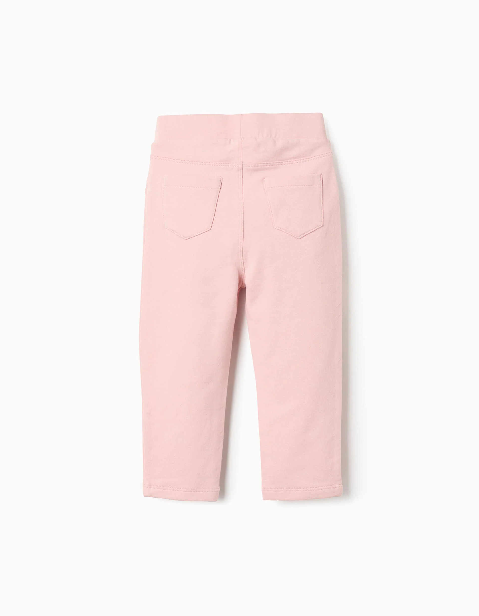 Brushed leggings with decorative pockets for baby girls, light pink