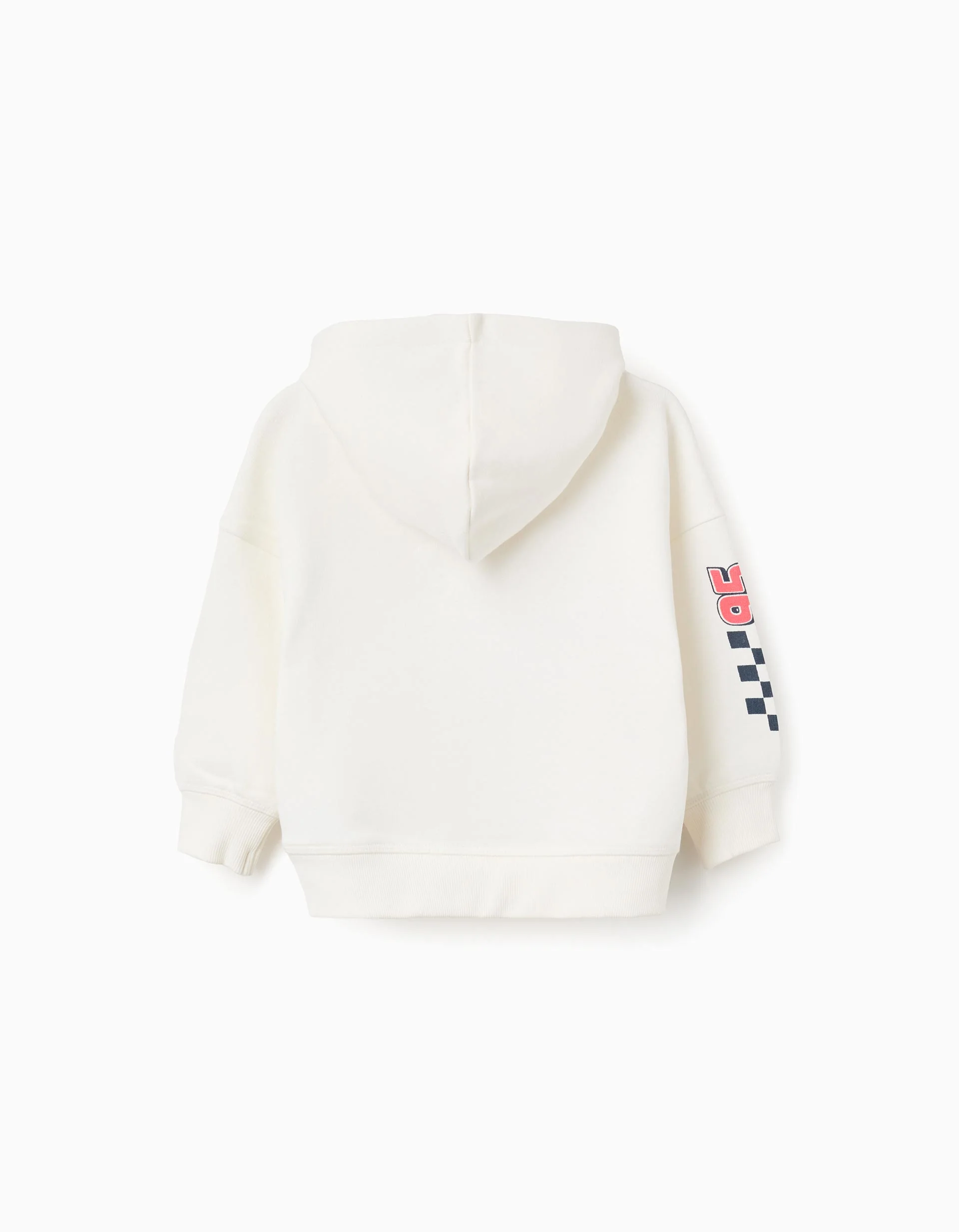 Brushed hooded sweatshirt with Cars print for baby boys, white
