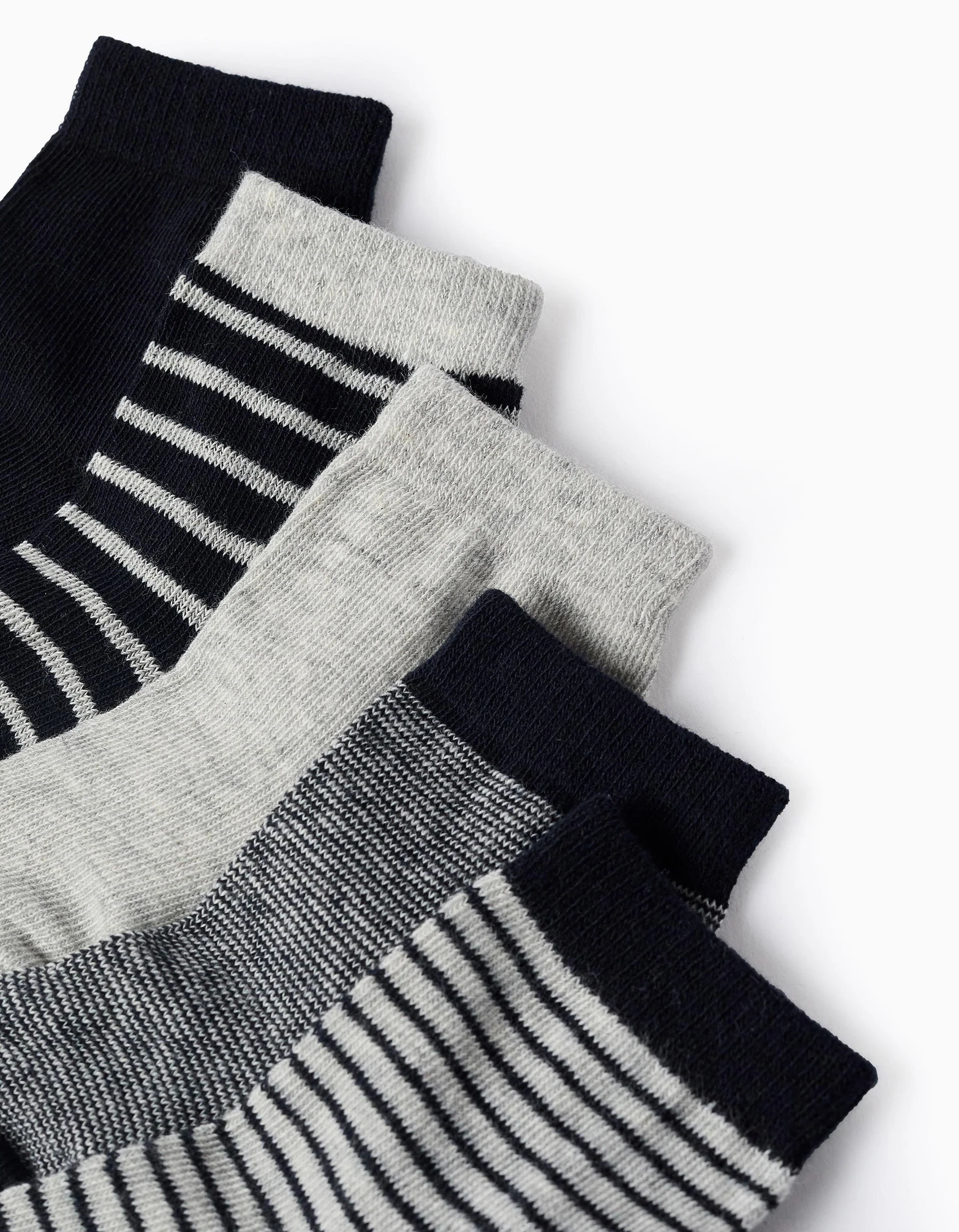 Pack of 5 Pairs of Socks for Baby Boys 'Stripes', Dark Blue/Grey