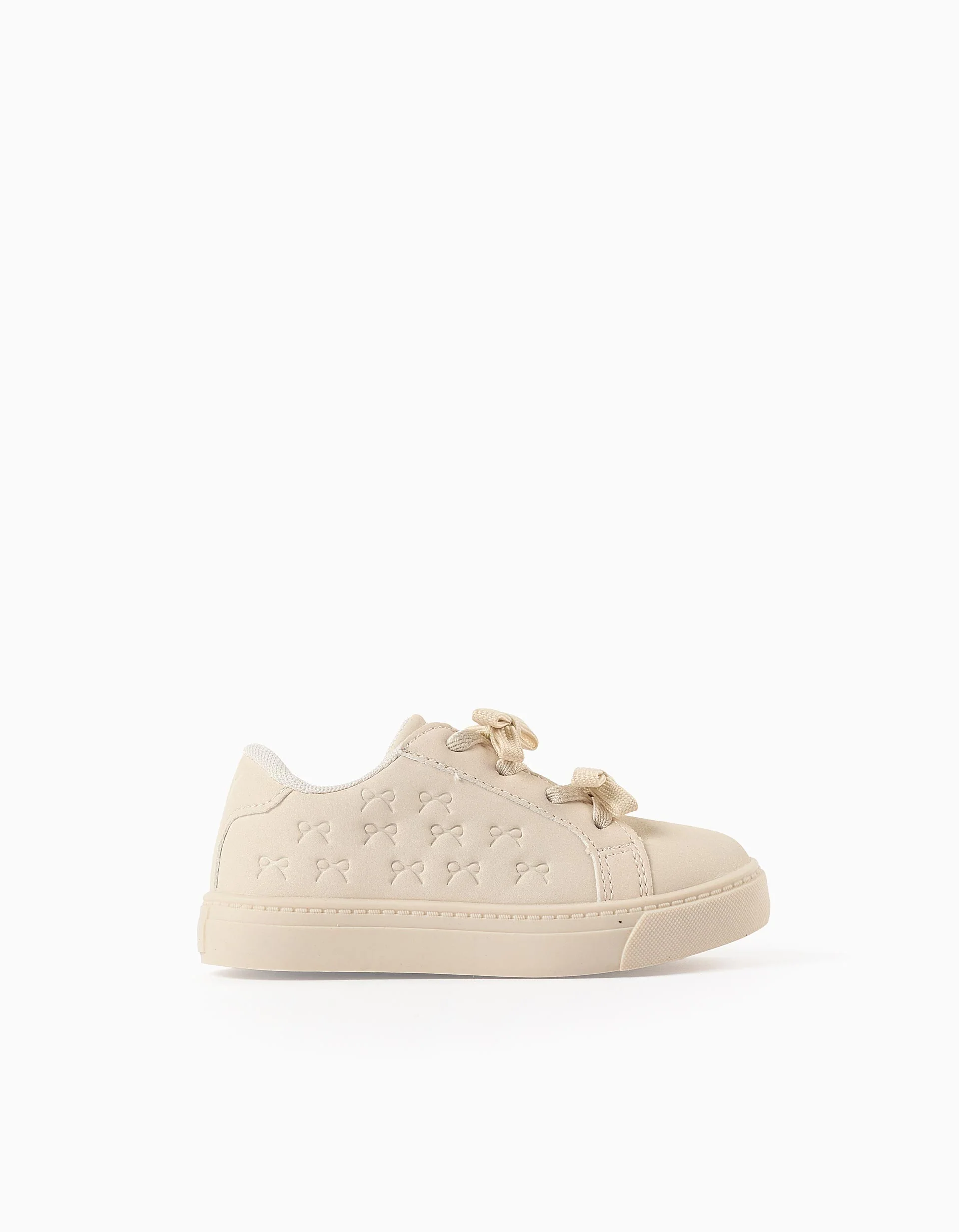 Textured Trainers with Bows for Baby Girls, Beige