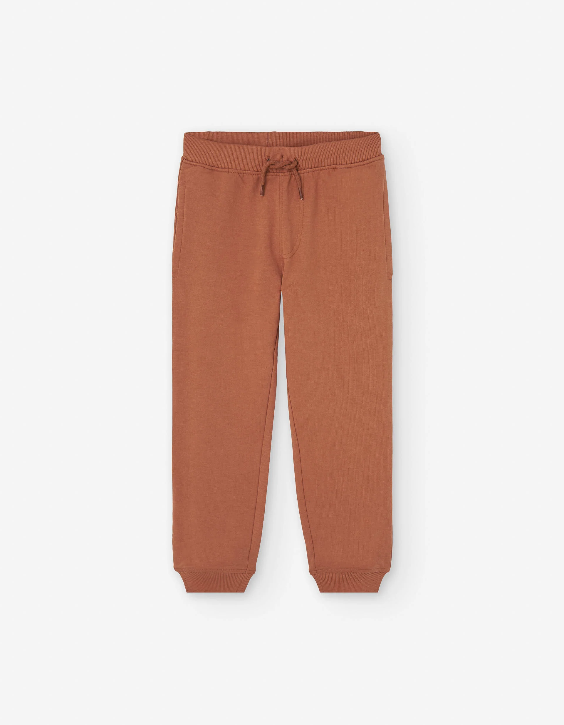 Cotton brushed joggers with functional drawstring for boys, orange
