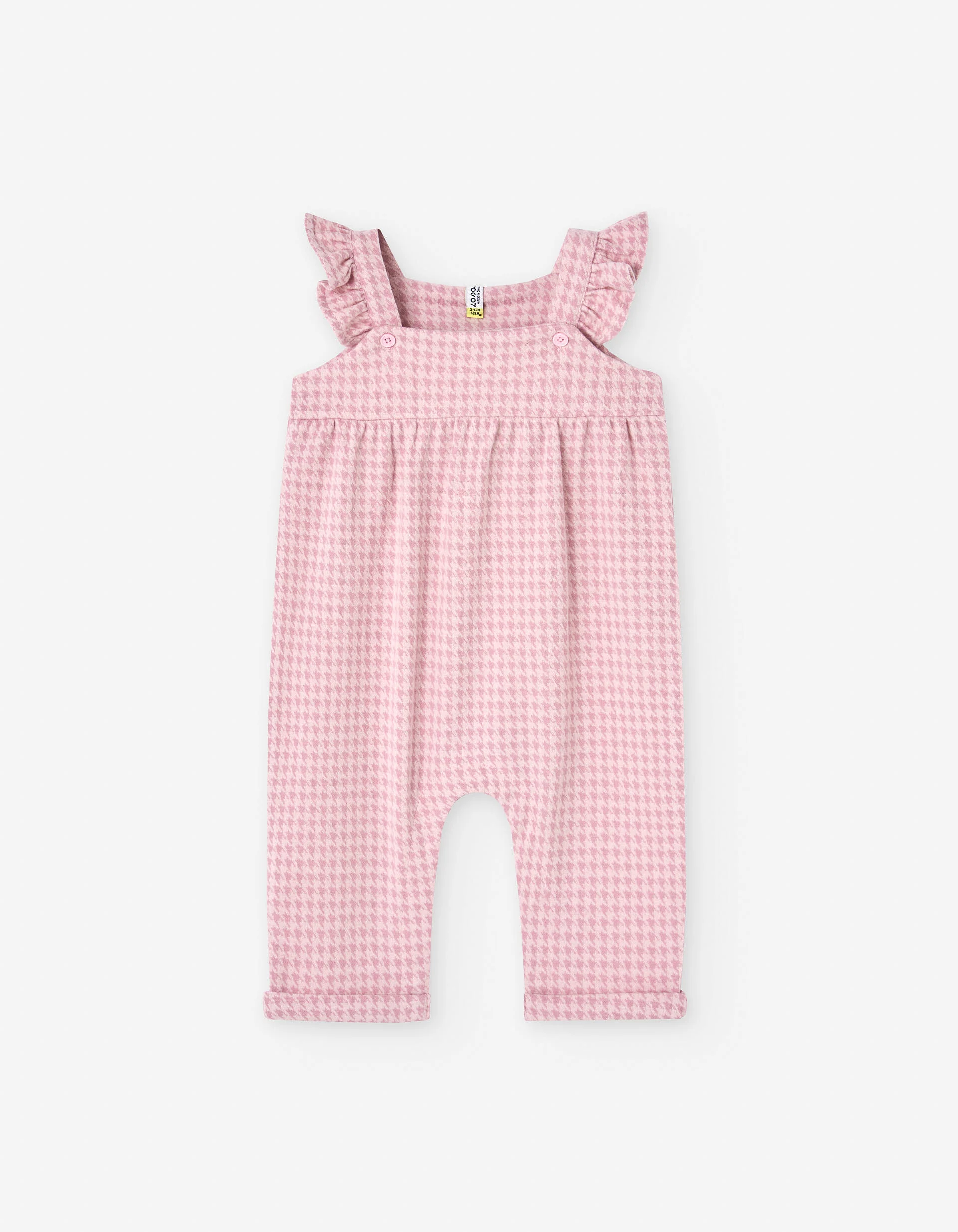 Wool effect jumpsuit with jacquard for baby girls, light pink