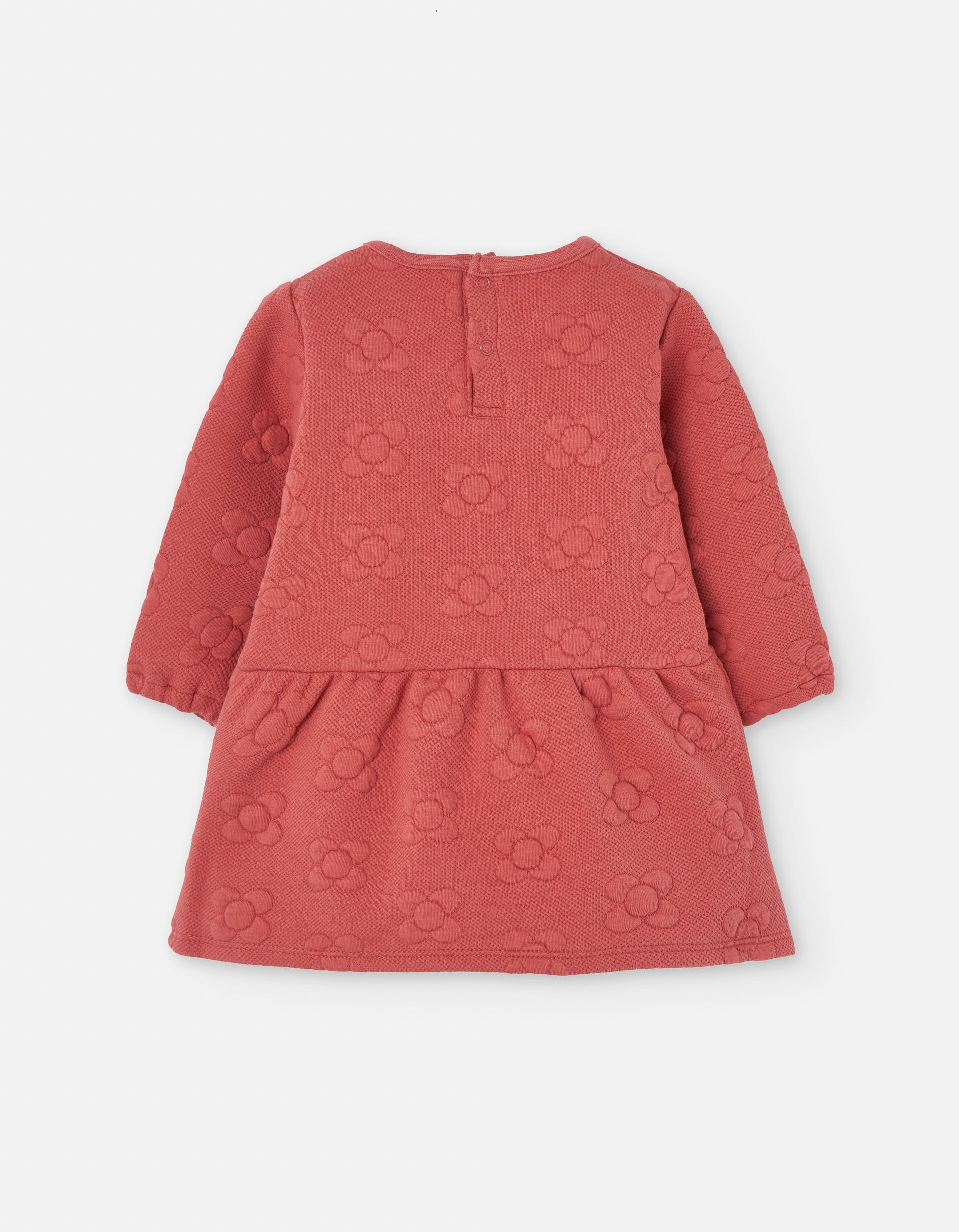 Long sleeve dress in quilted interlock for baby girls, red