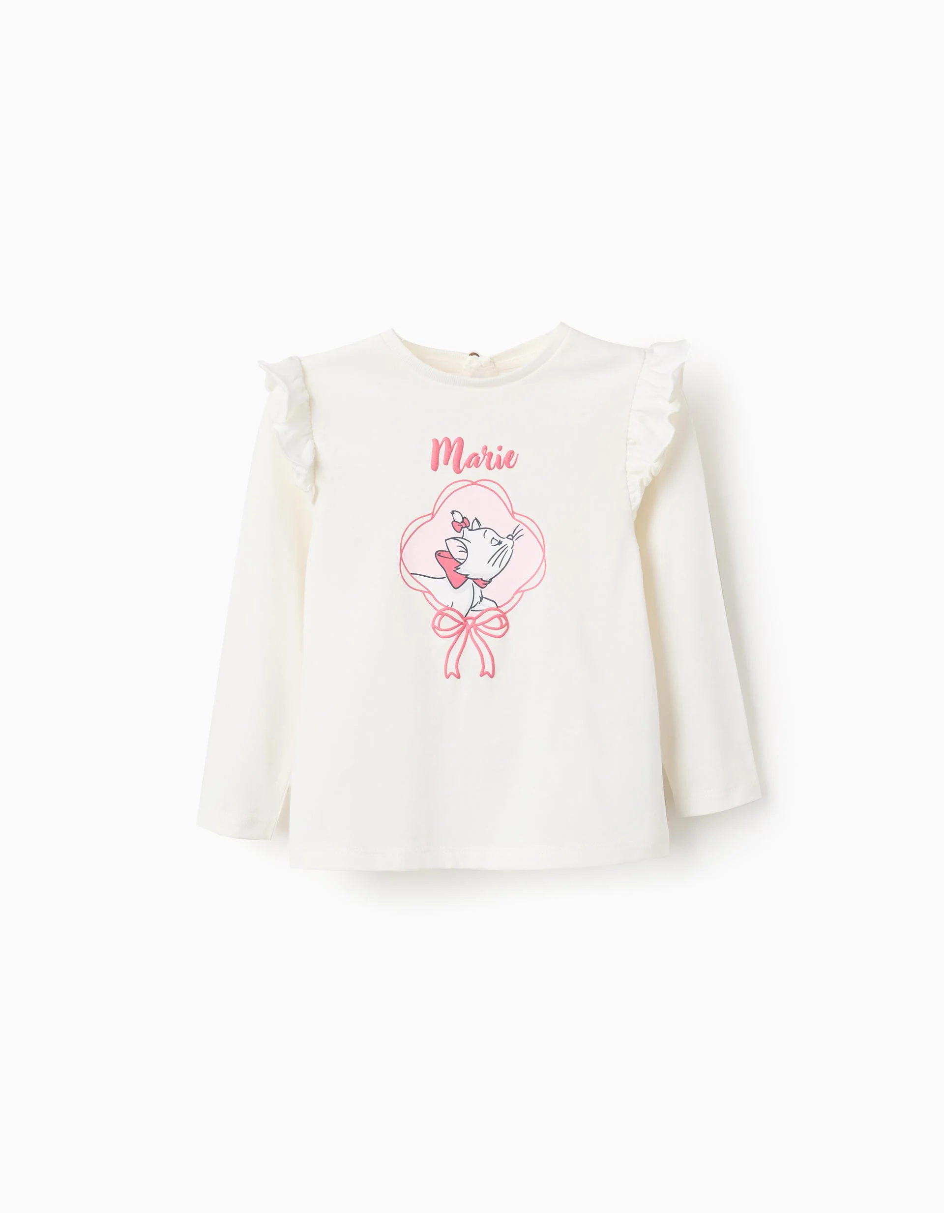 Cotton T-shirt with Ruffles for Baby Girls 'Marie', White