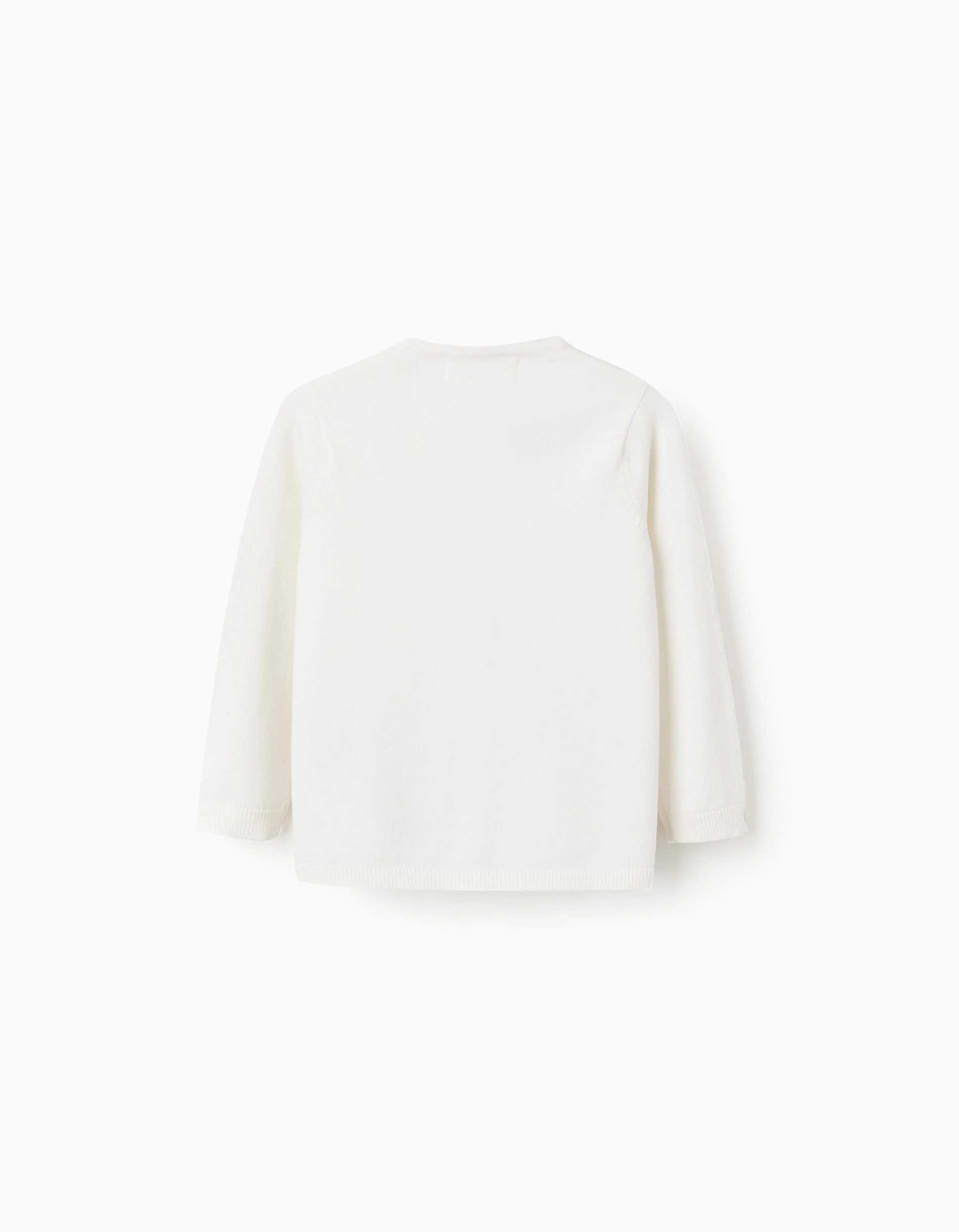 Knitted jacket with round collar for baby girls, white