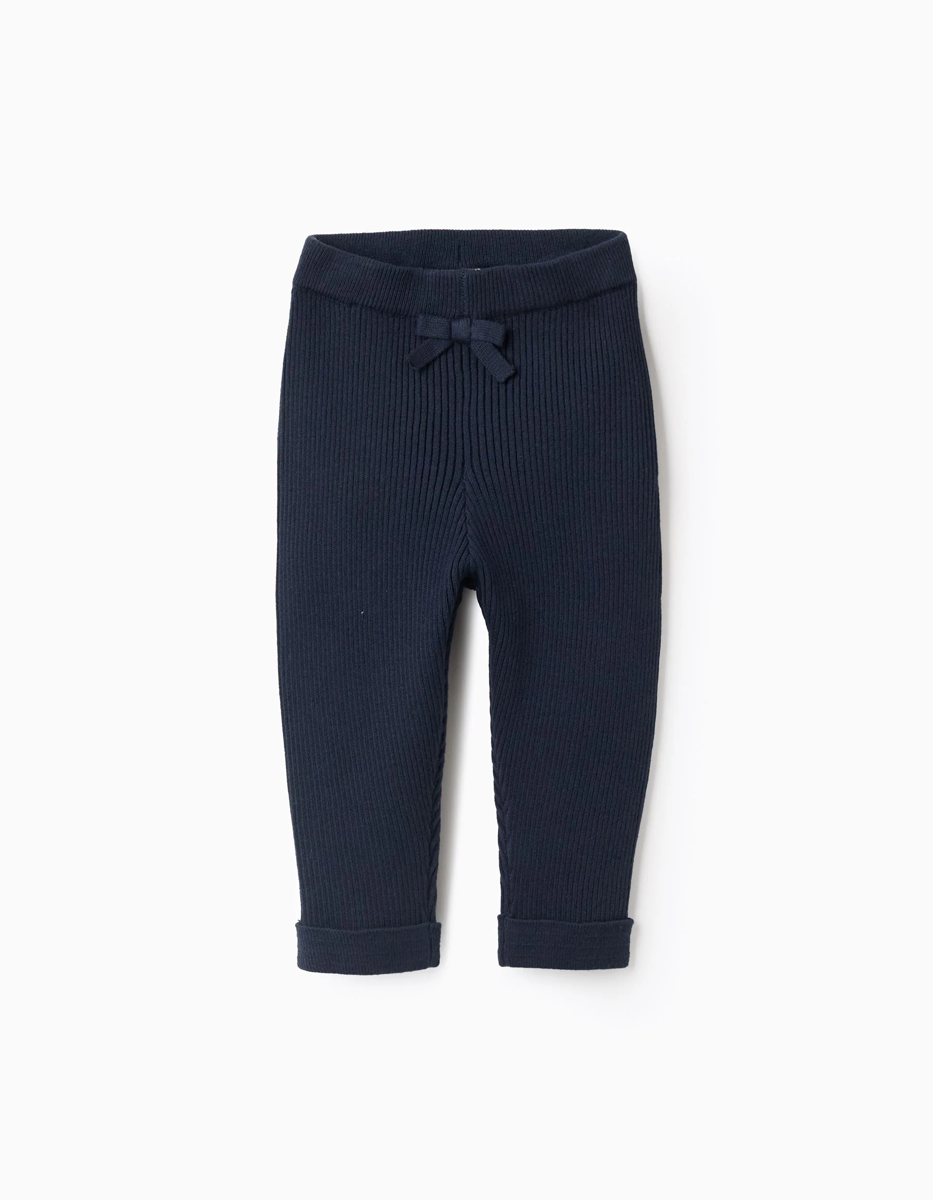 Knitted Trousers with Bow for Newborn Girls, Dark Blue