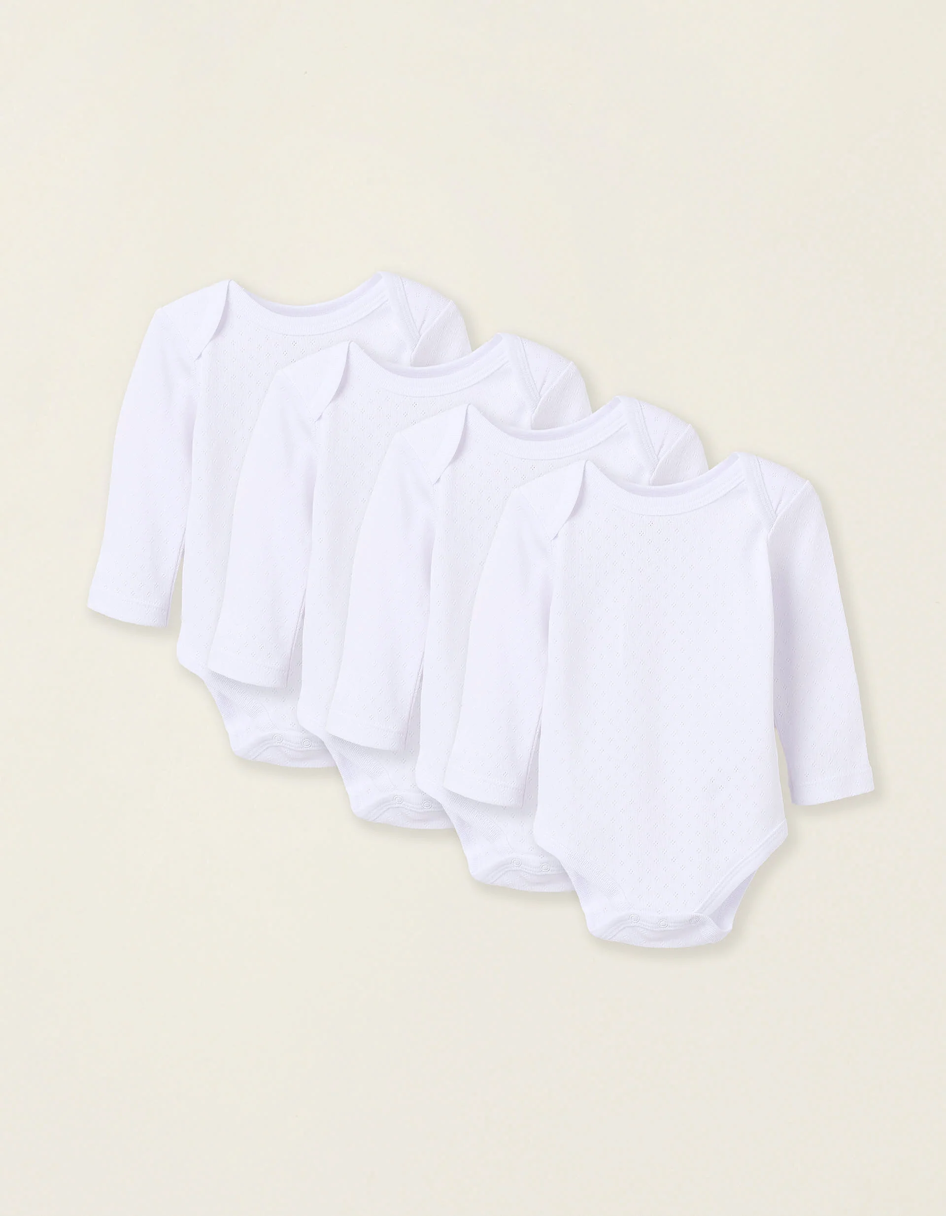 Pack of 4 Pointelle Bodysuits for Newborns and Babies, White
