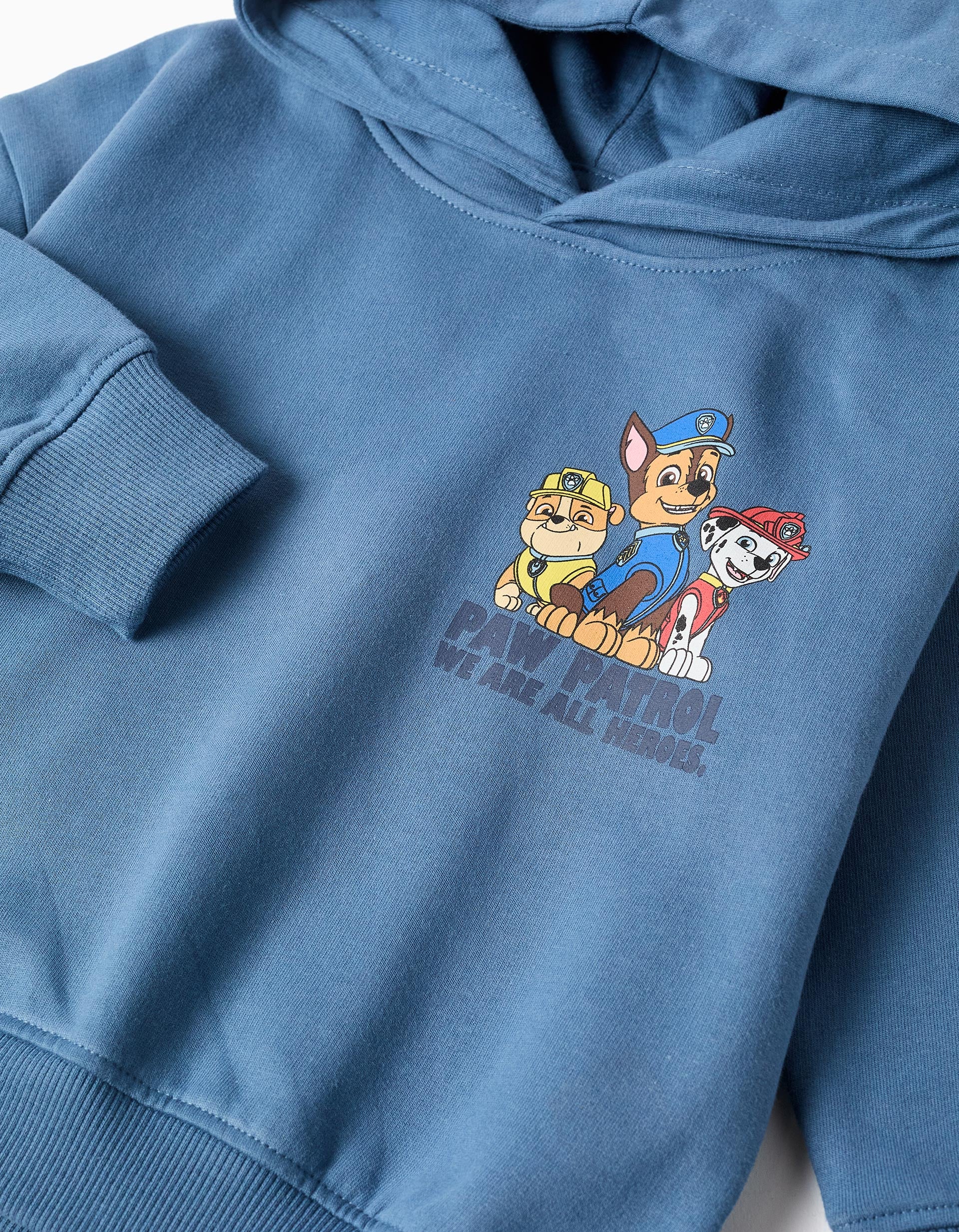 Hooded brushed sweatshirt with Paw Patrol prints for baby boys, blue
