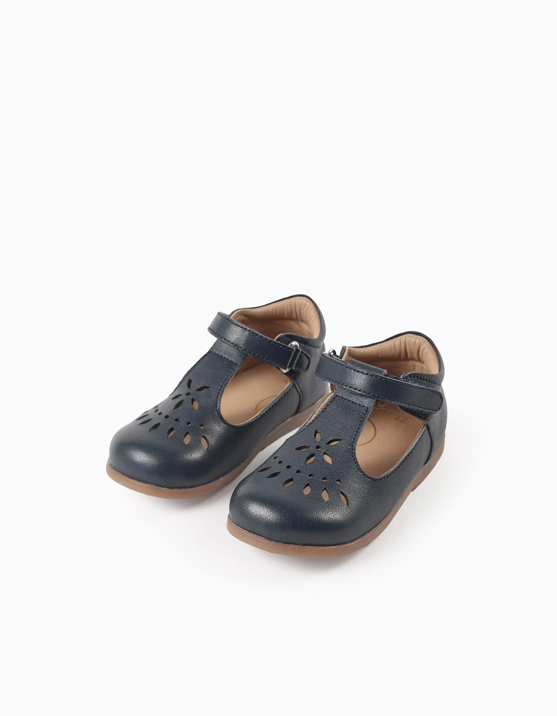 Mary Jane shoes in leather for baby girls, dark blue