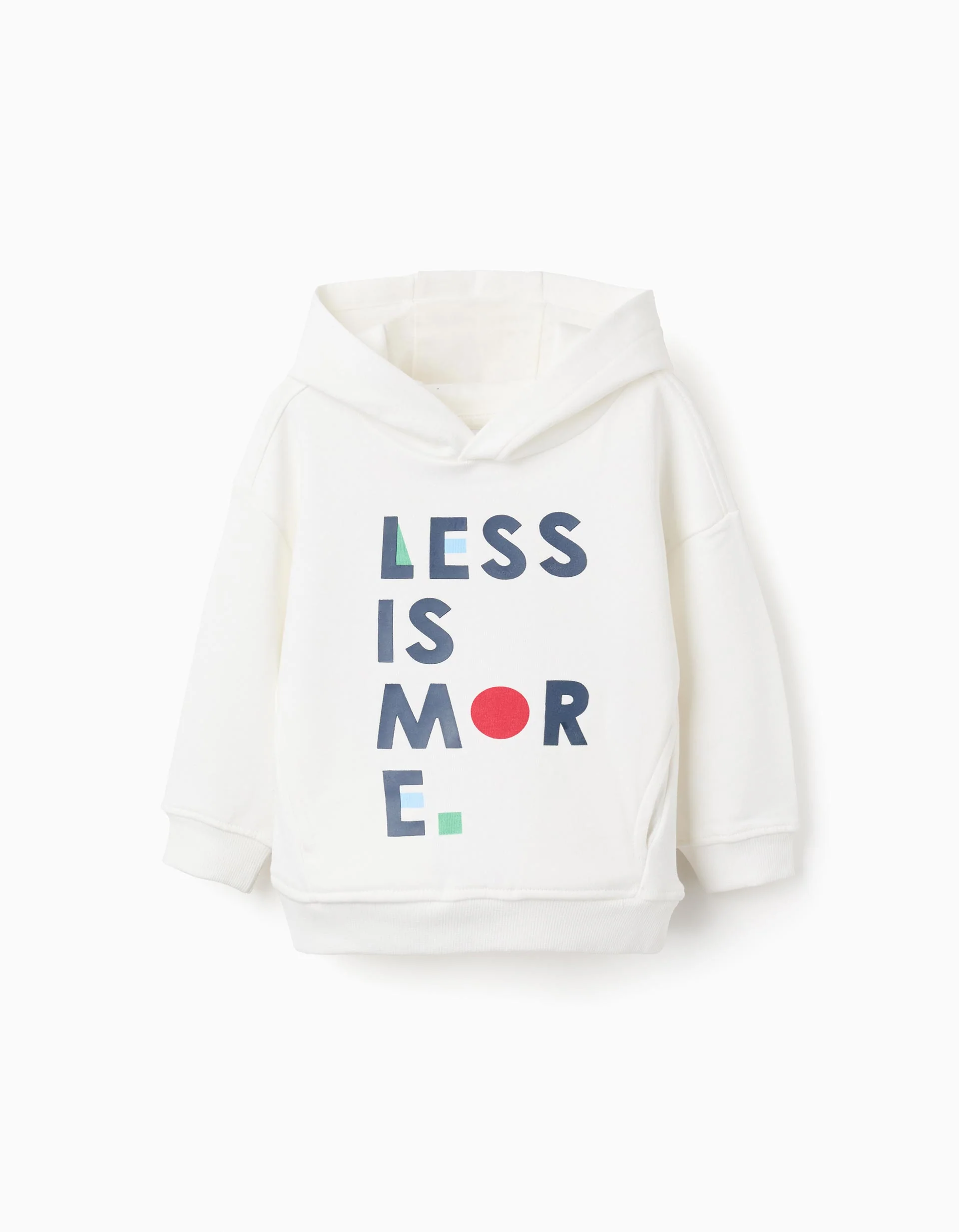 Cotton Hoodie for Baby Boys 'Less is More', White