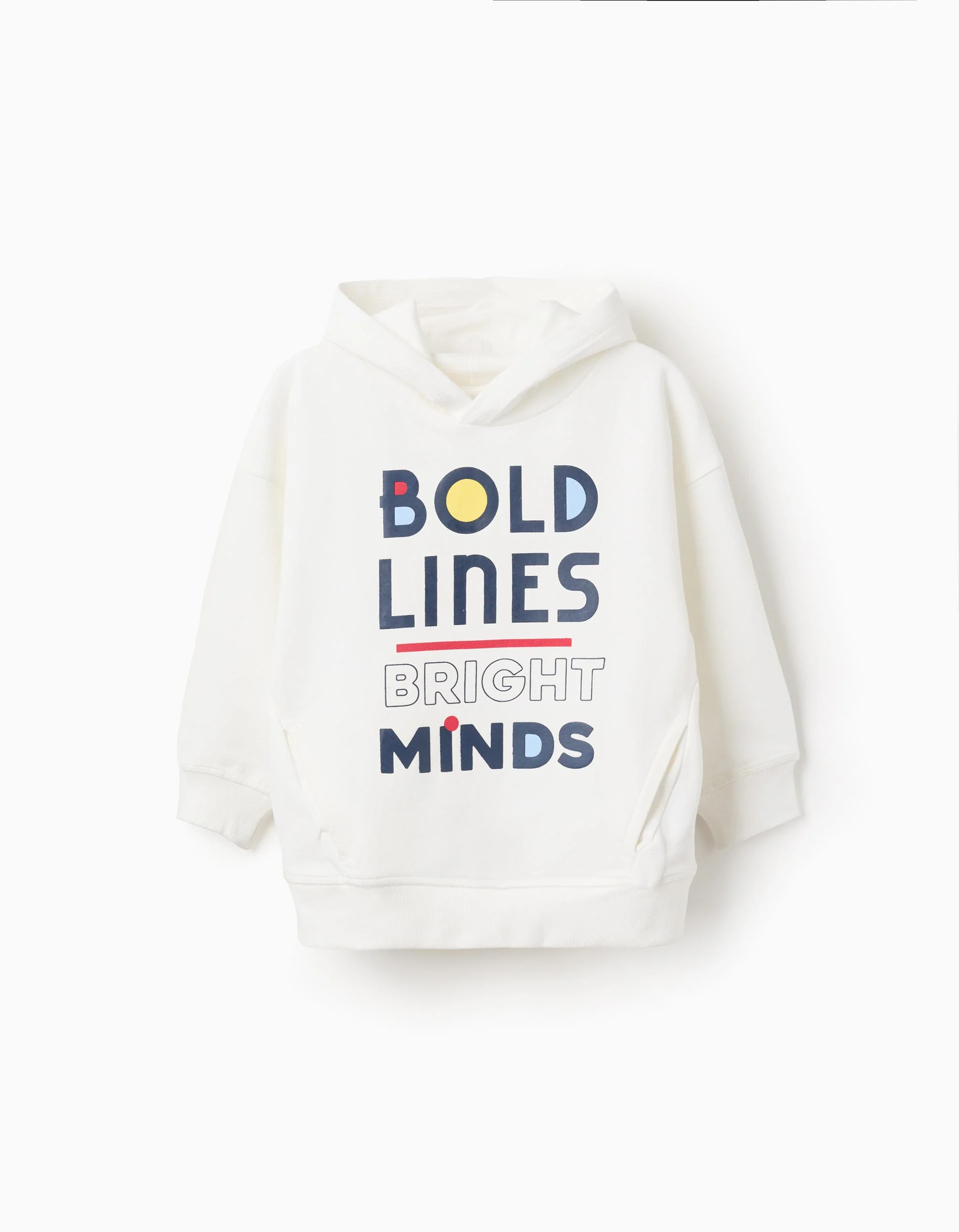 Cotton Hooded Sweatshirt for Boys 'Bold', White