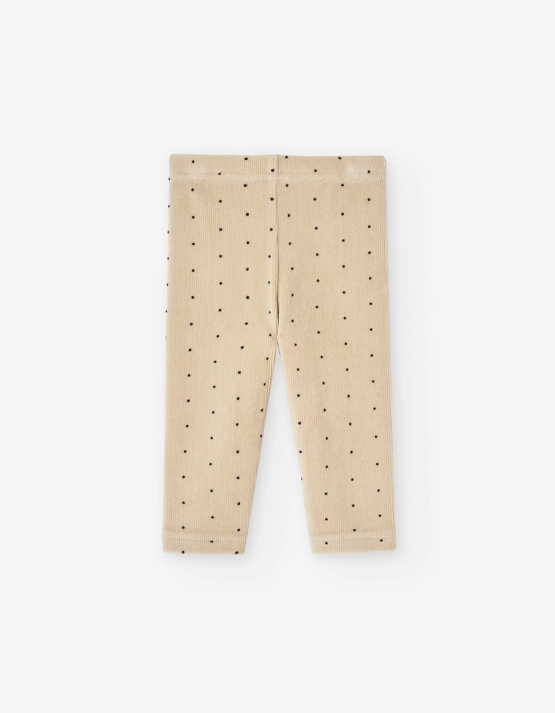 Corduroy leggings with polka dot pattern for baby girls, beige