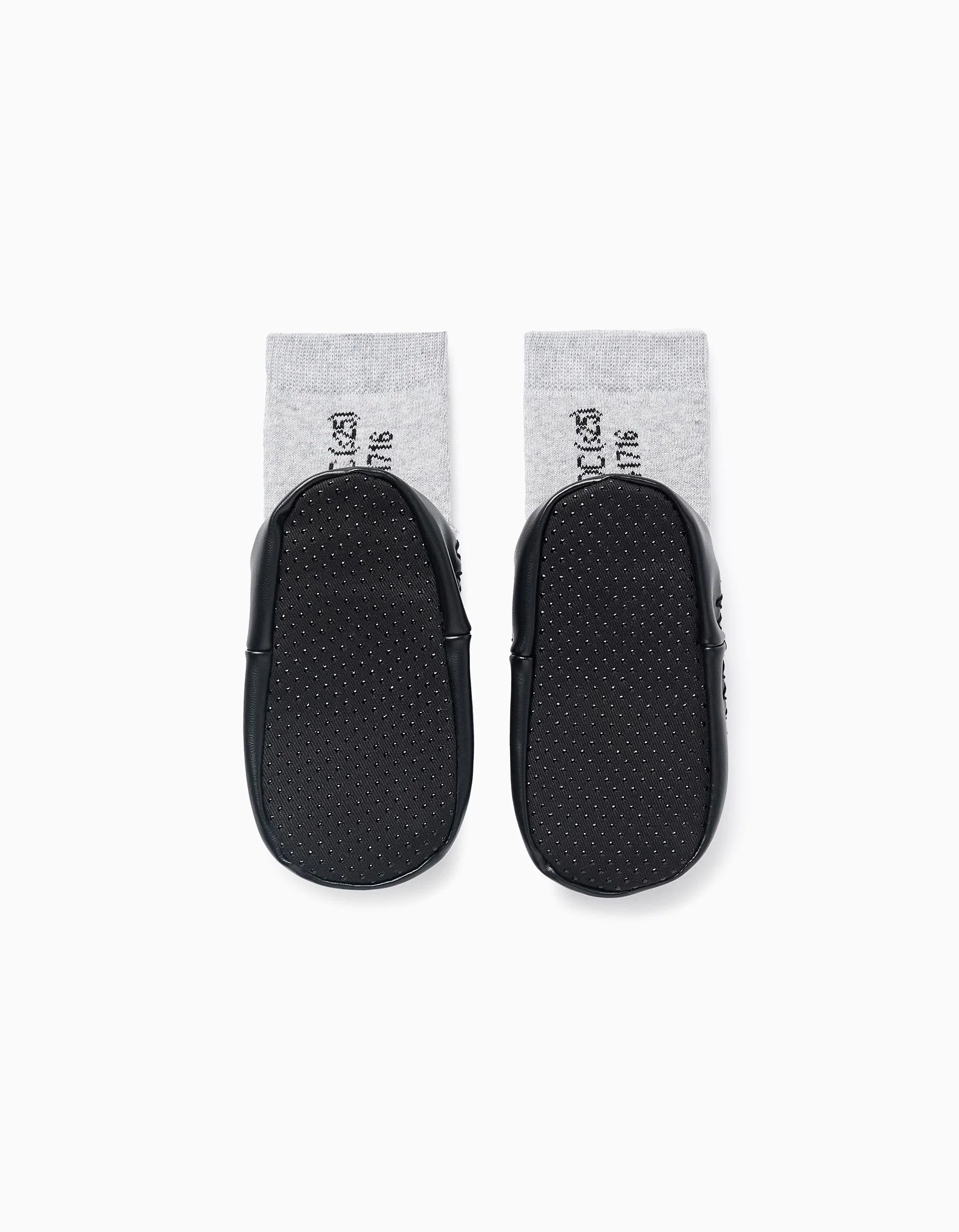 Socks-Slippers with Batman Motif for Boys, Grey/Black