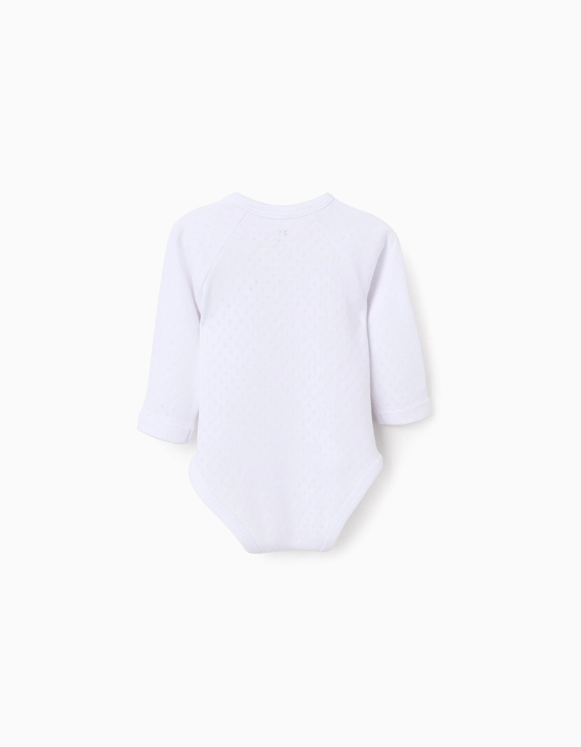 Pack of 4 wrapover bodysuits in pointelle for newborns and babies, white