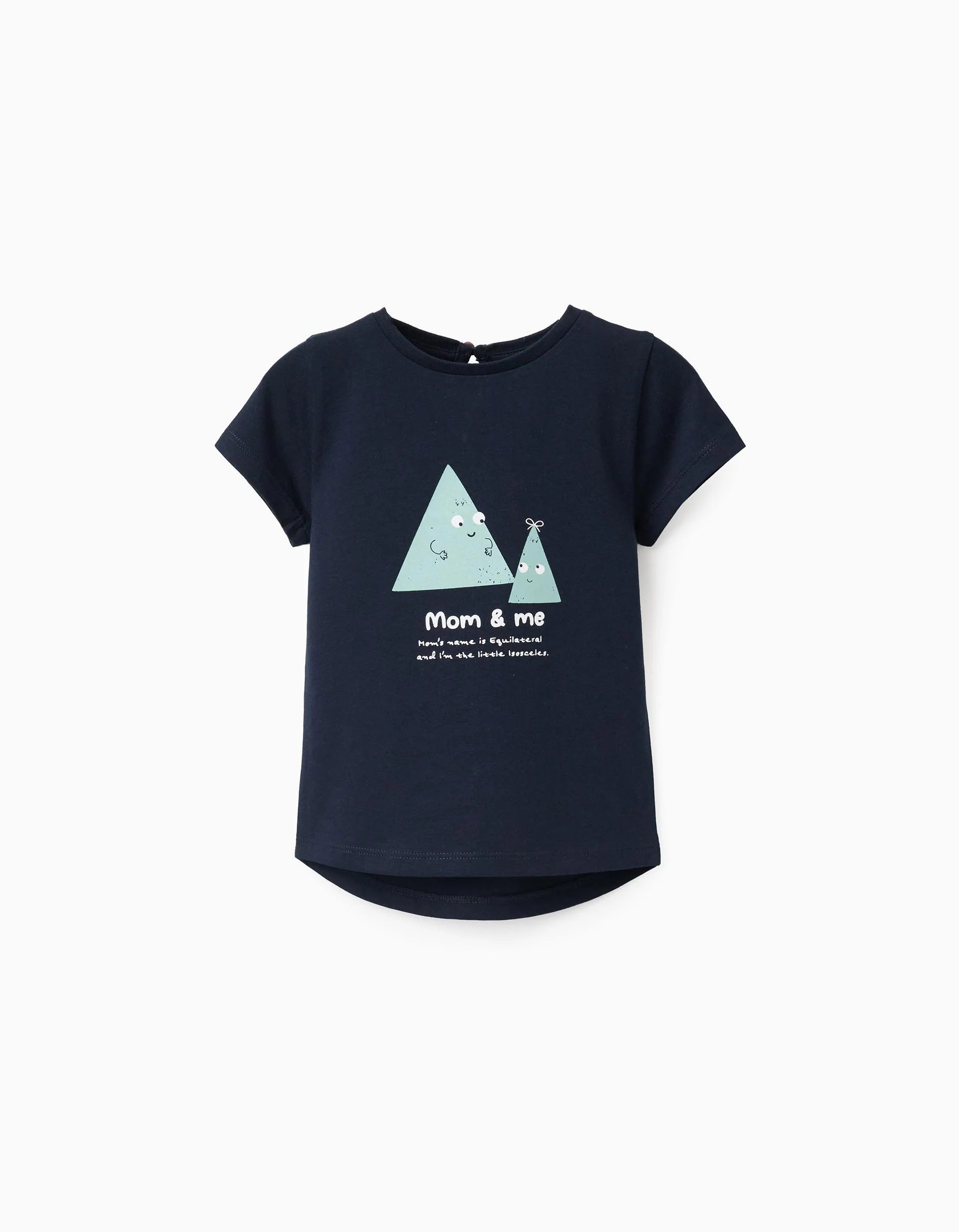 Printed Cotton T-shirt for Baby Girls, Dark Blue