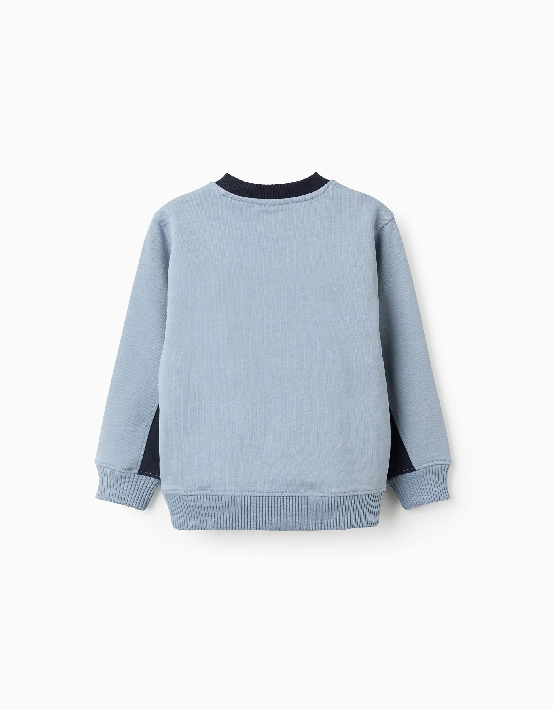 Cotton Sweatshirt with Contrast Stripes for Boys, Blue