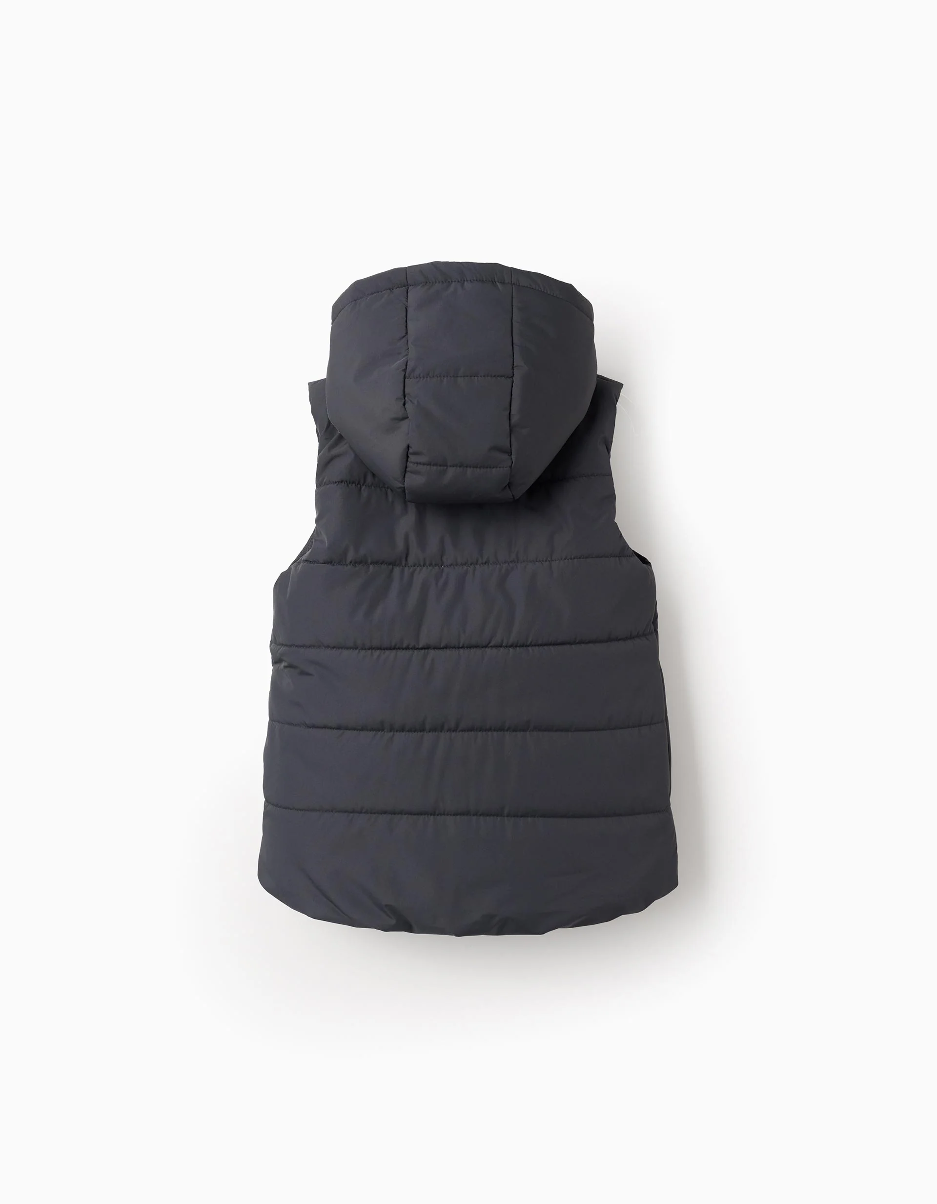 Padded Gilet with hood for boys, dark grey