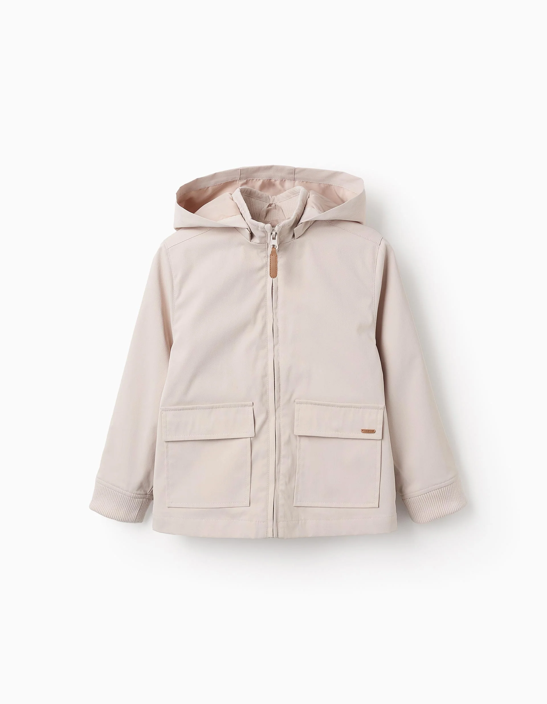 Hooded Jacket with Removable Hood for Boys, Beige