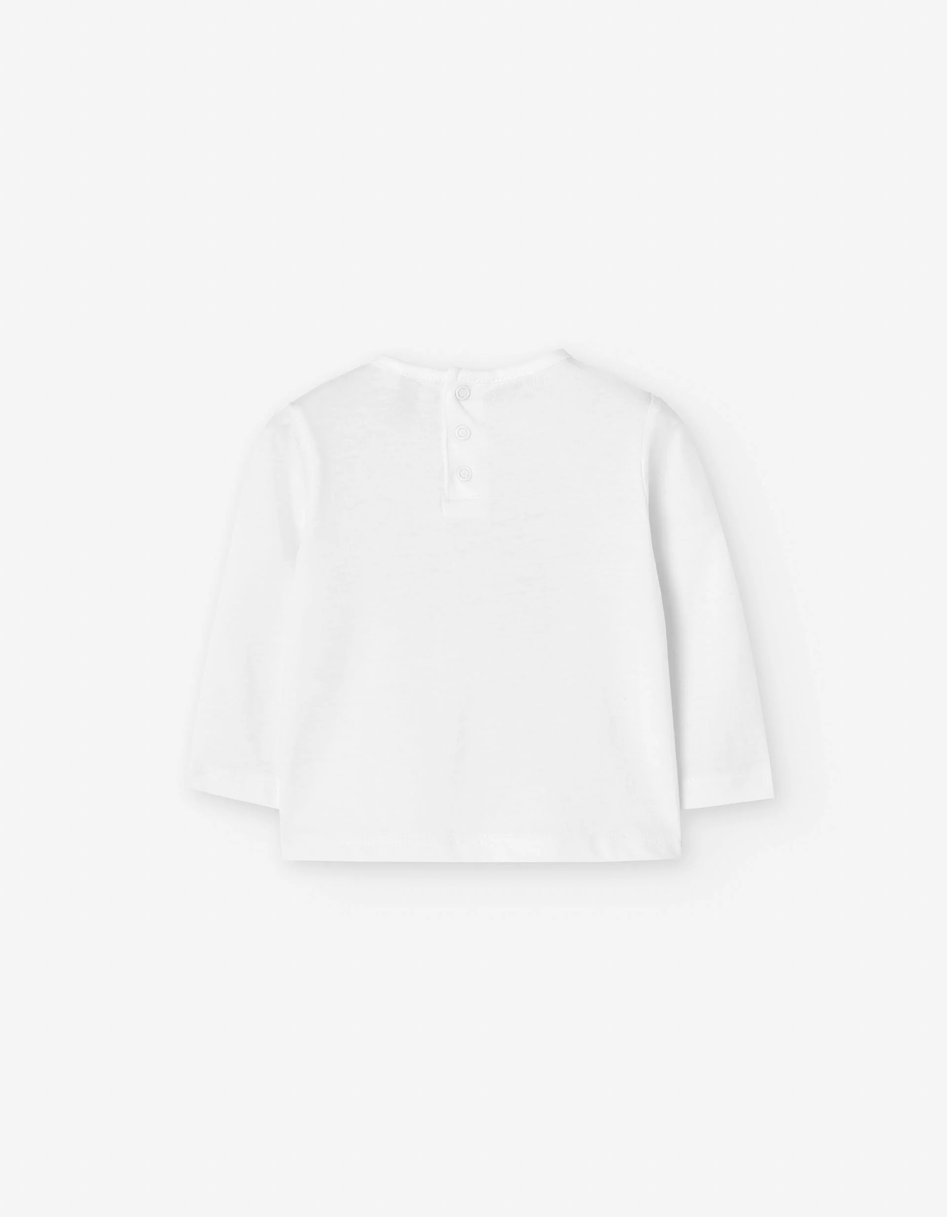 Long sleeve cotton T-shirt with bow print for baby girls, white
