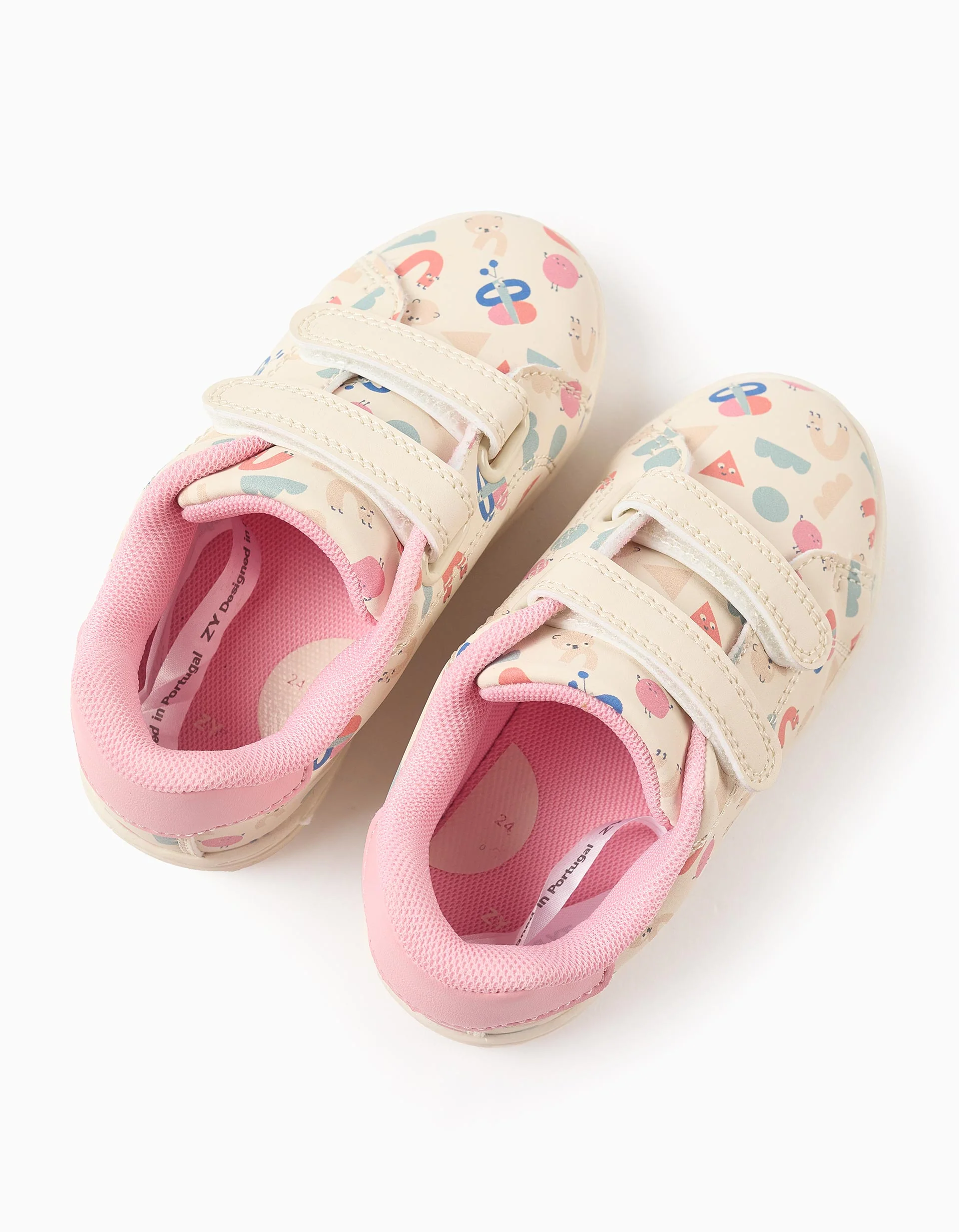 Trainers with Pattern and Touch-fasteners for Baby Girls, Beige/Pink