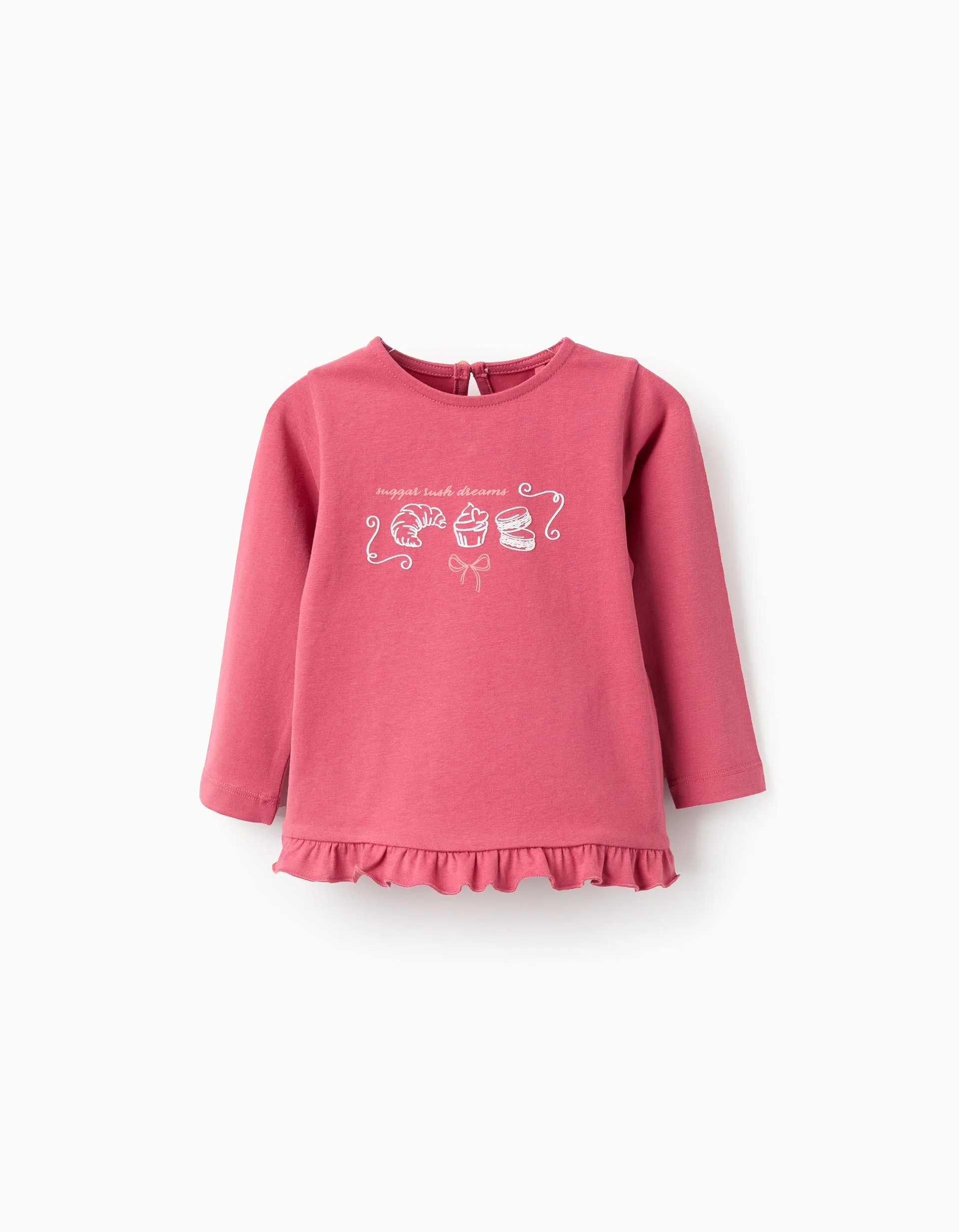 Long Sleeve T-Shirt with Ruffles for Baby Girls 'Sweet', Pink