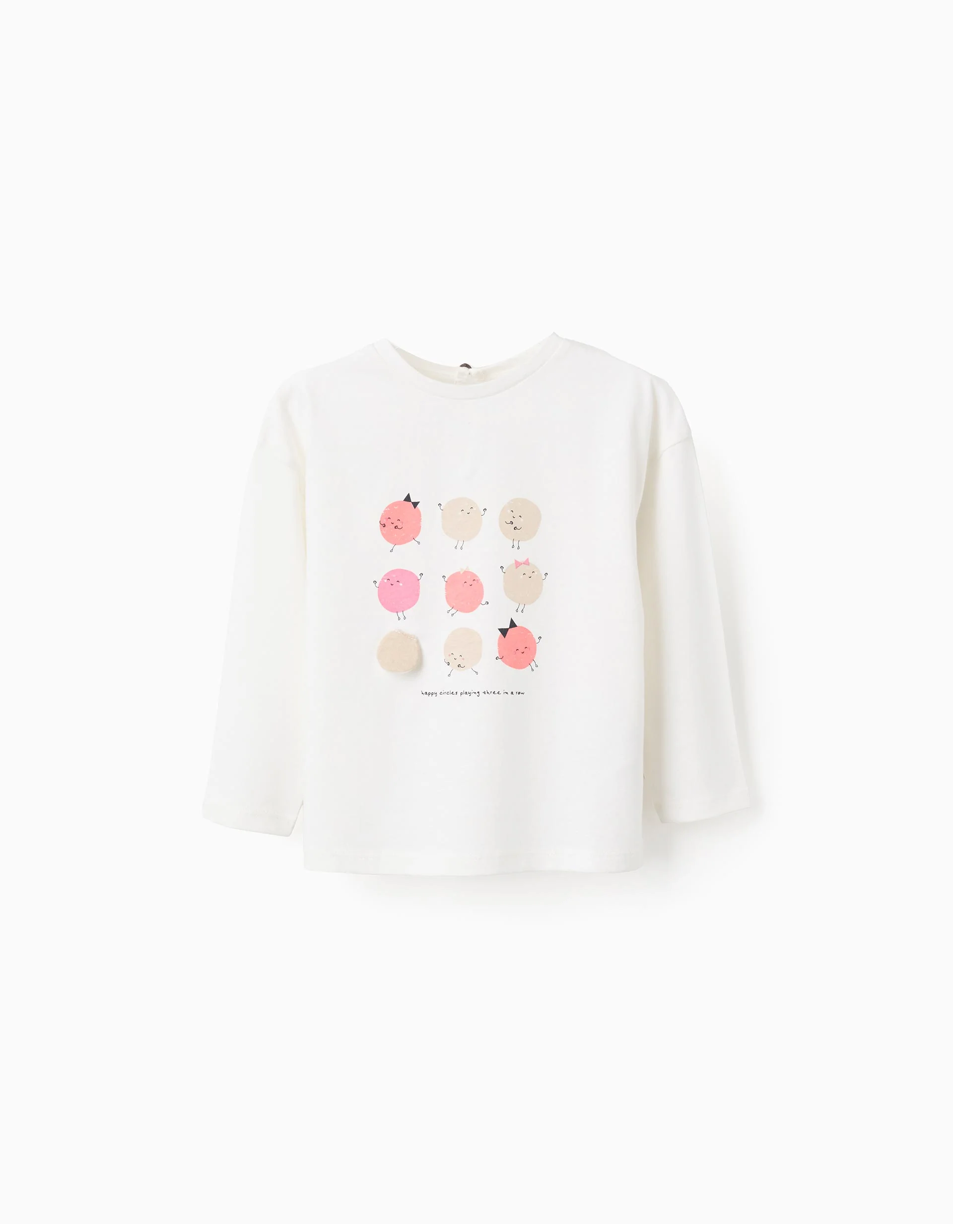 Cotton Long Sleeve T-Shirt for Baby Girls 'Circle', White