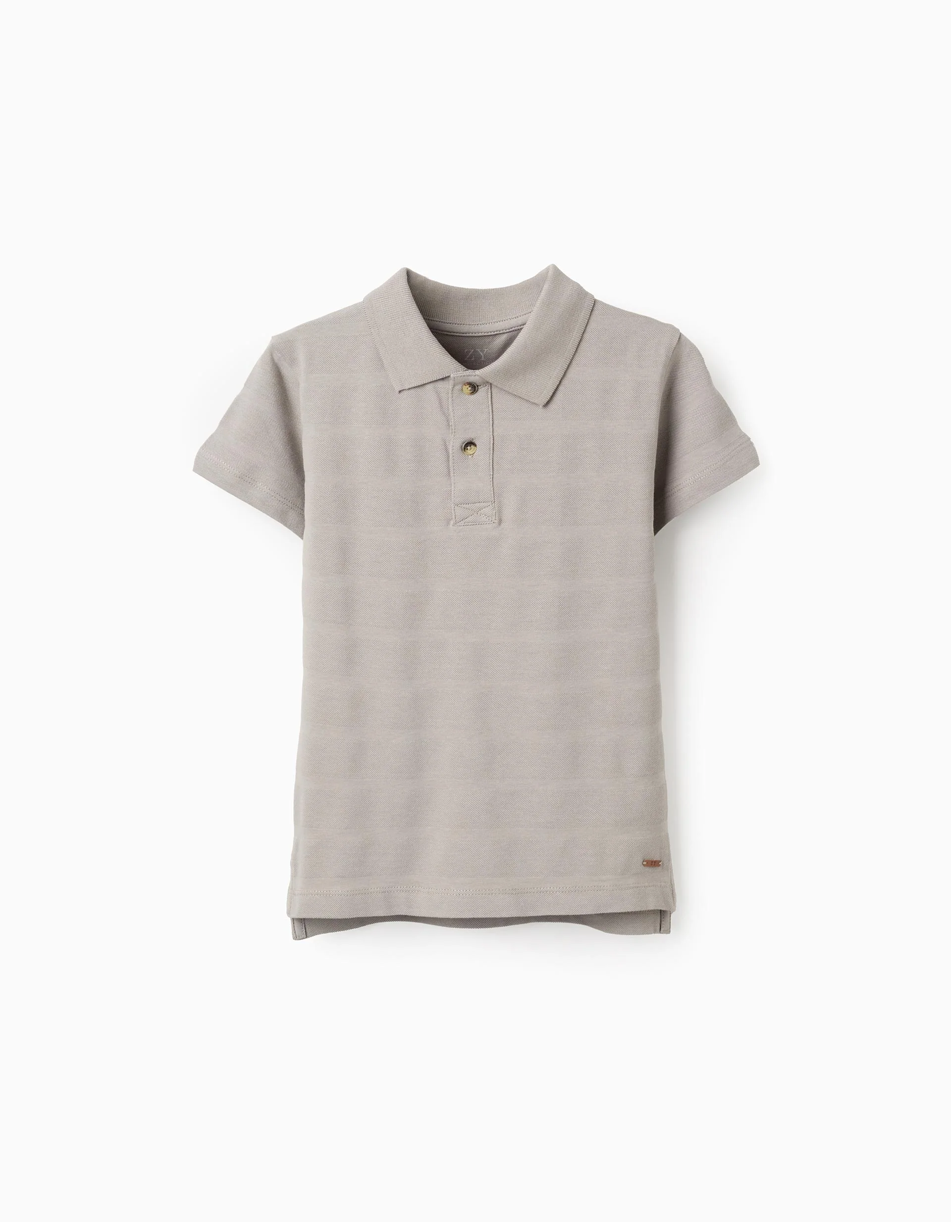 Cotton Striped Textured Polo-shirt for Boys, Grey
