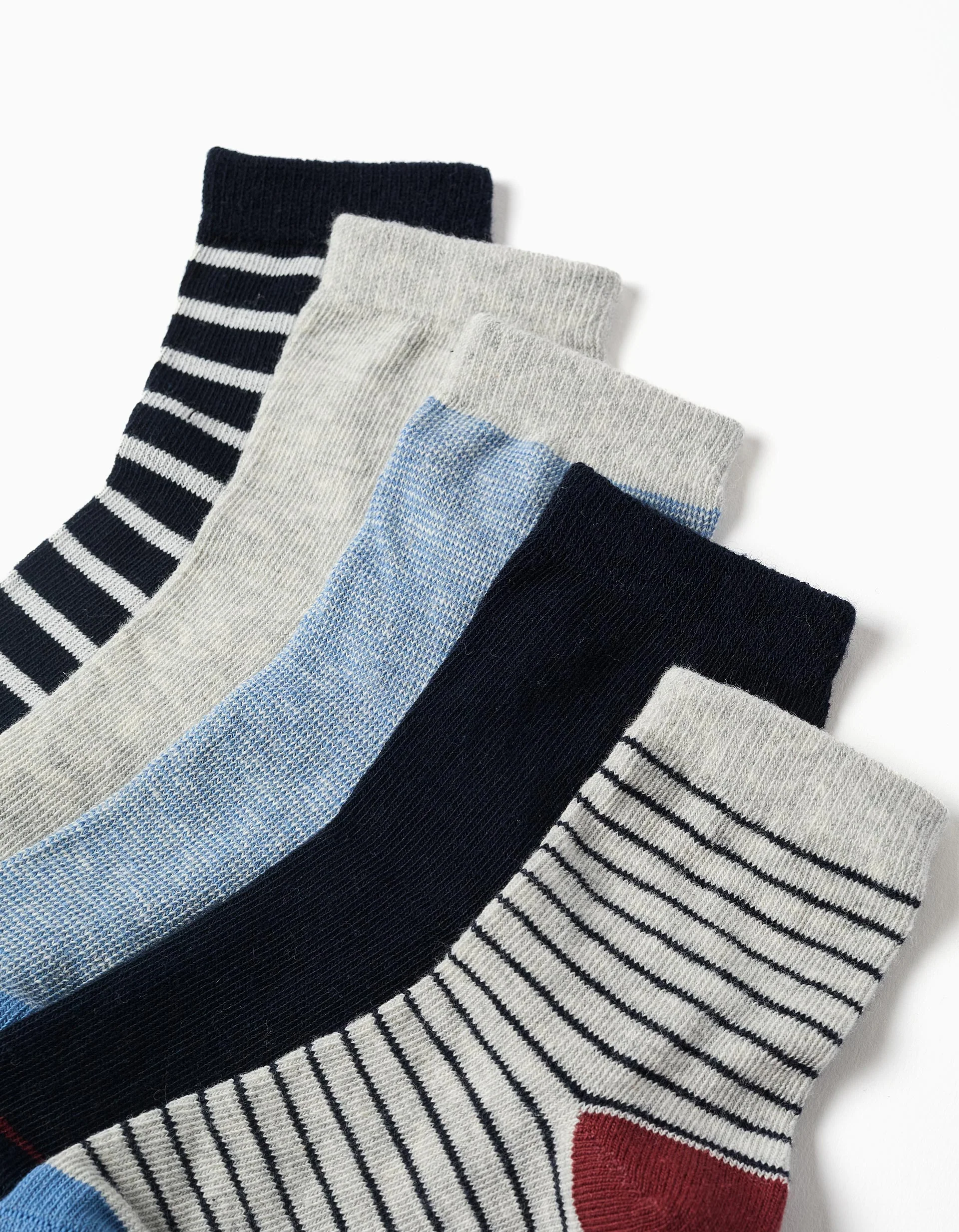 Pack of 5 pairs of socks with stripes for boys, multicolour