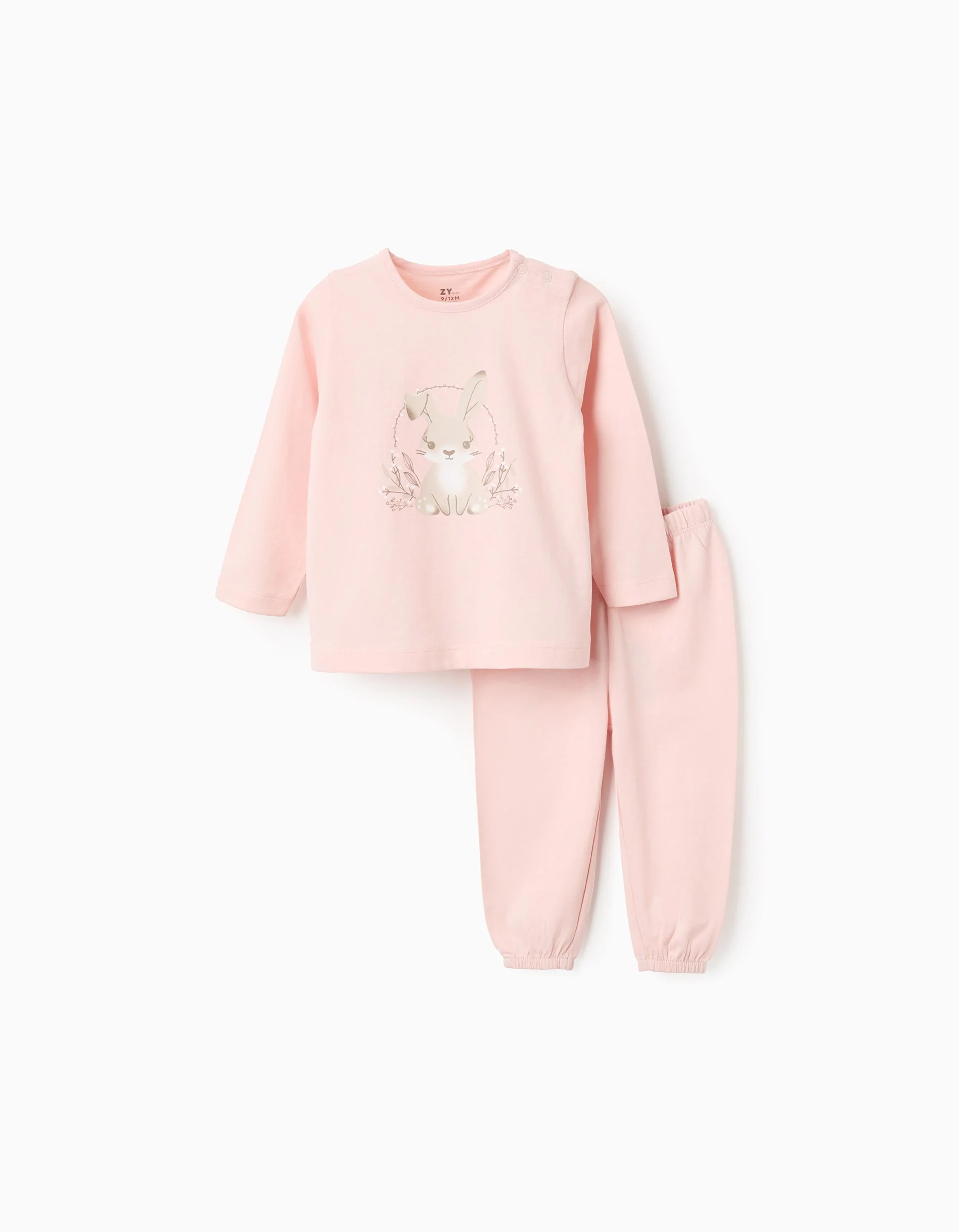 Cotton Pyjama with Print for Baby Girls 'Bunny', Pink