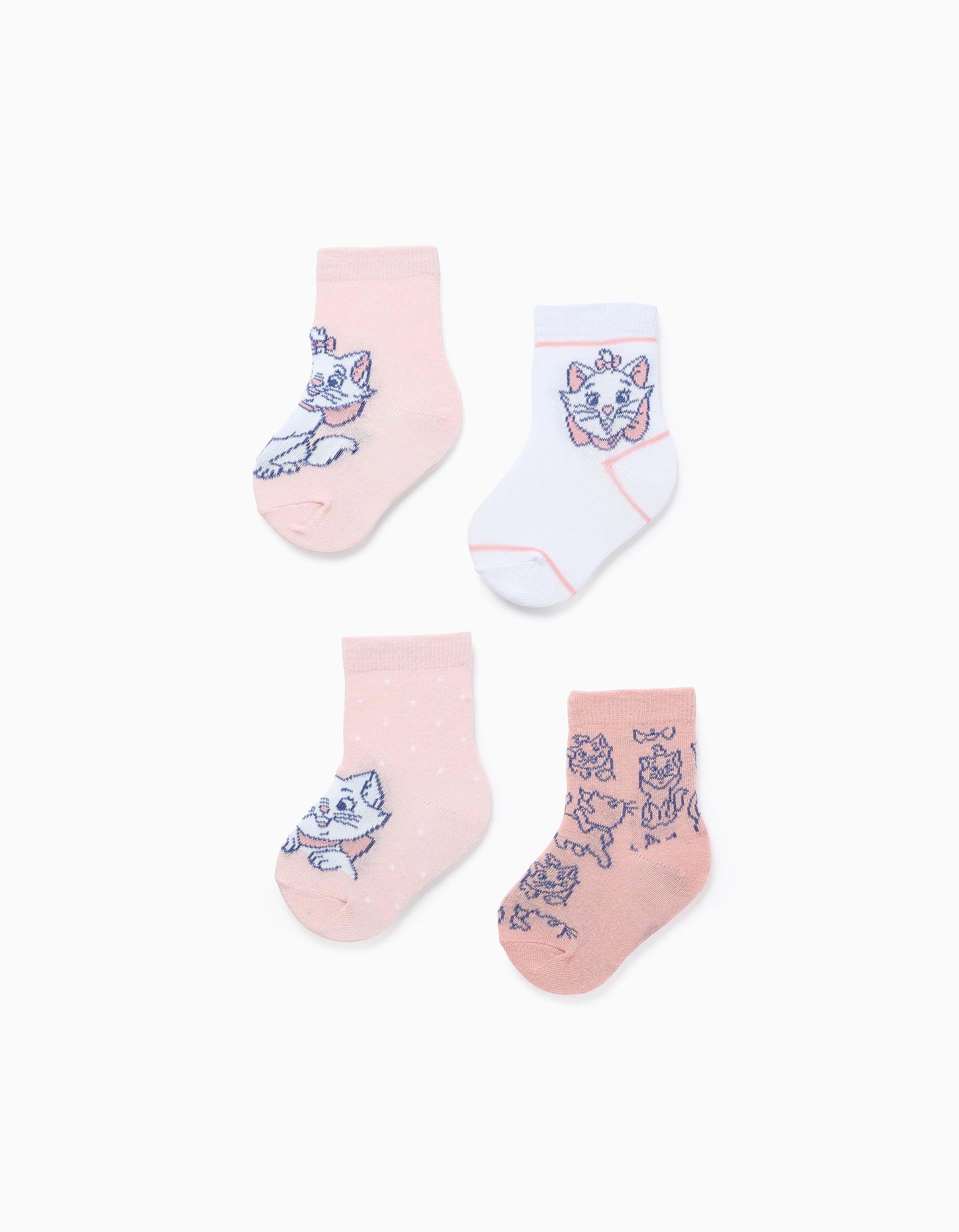 Pack of 4 Pairs of Socks for Baby Girls 'Marie', Pink/White