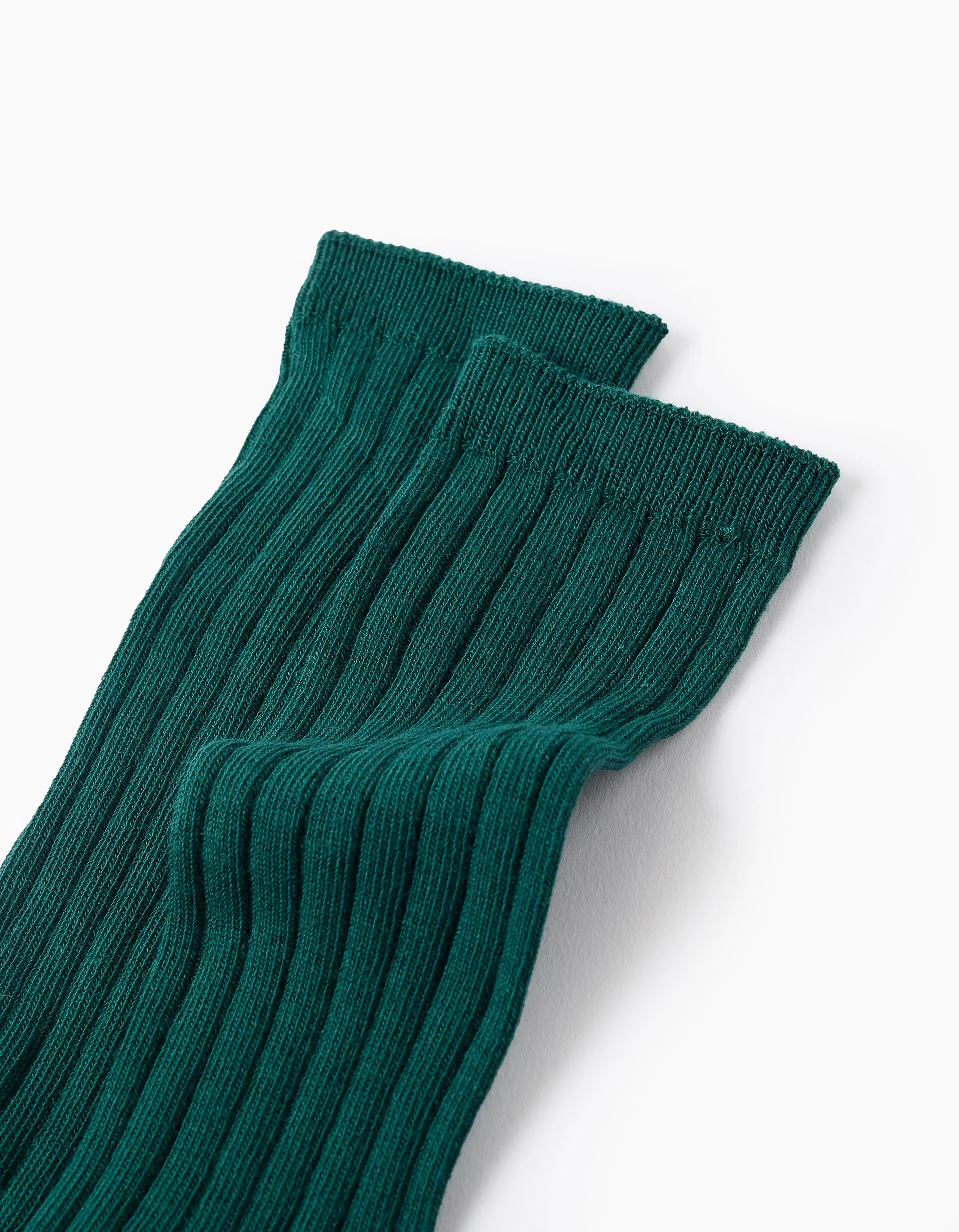 Ribbed High Socks for Boys, Dark Green