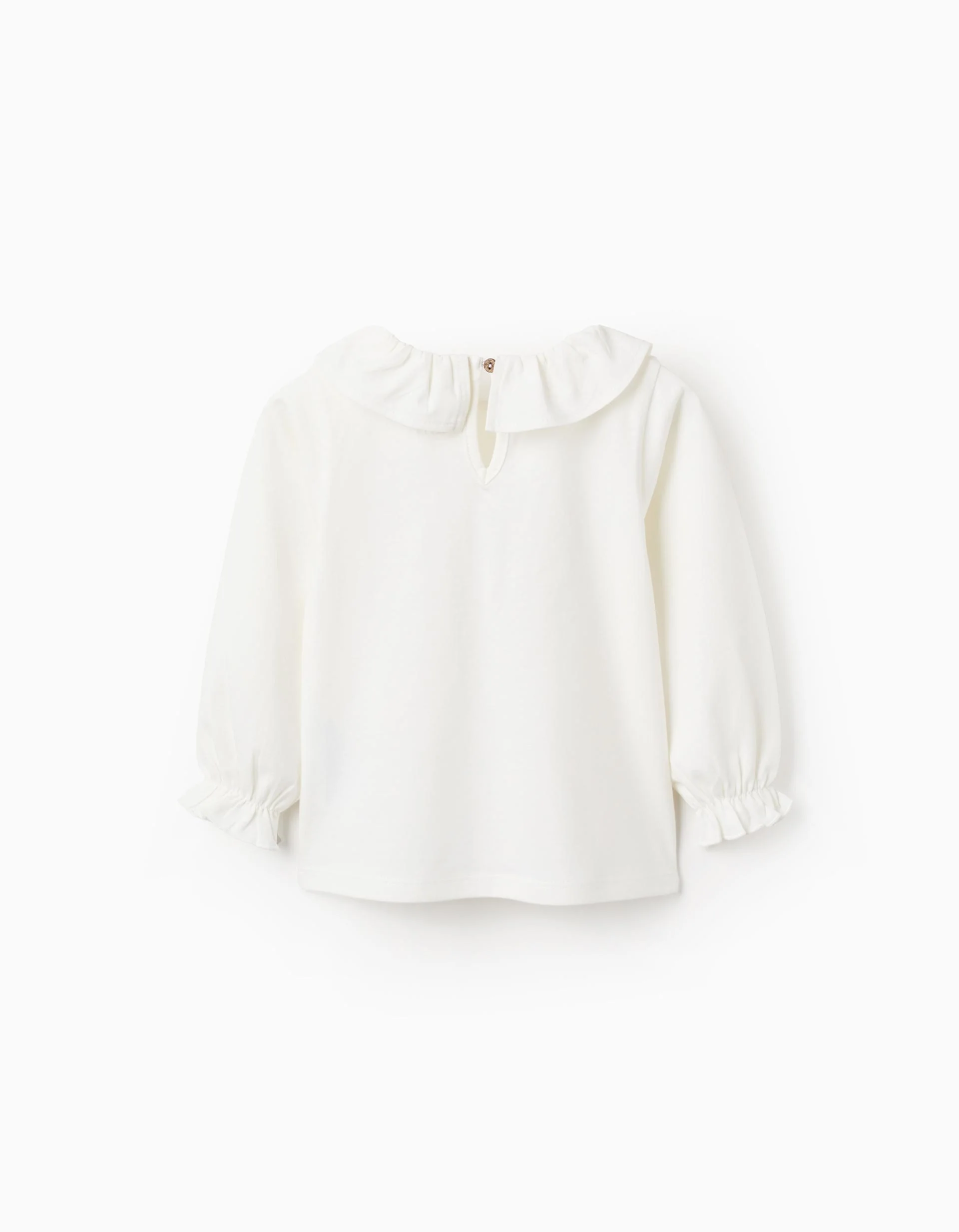Long Sleeve Ruffle T-shirt for Baby Girls 'Happy', White