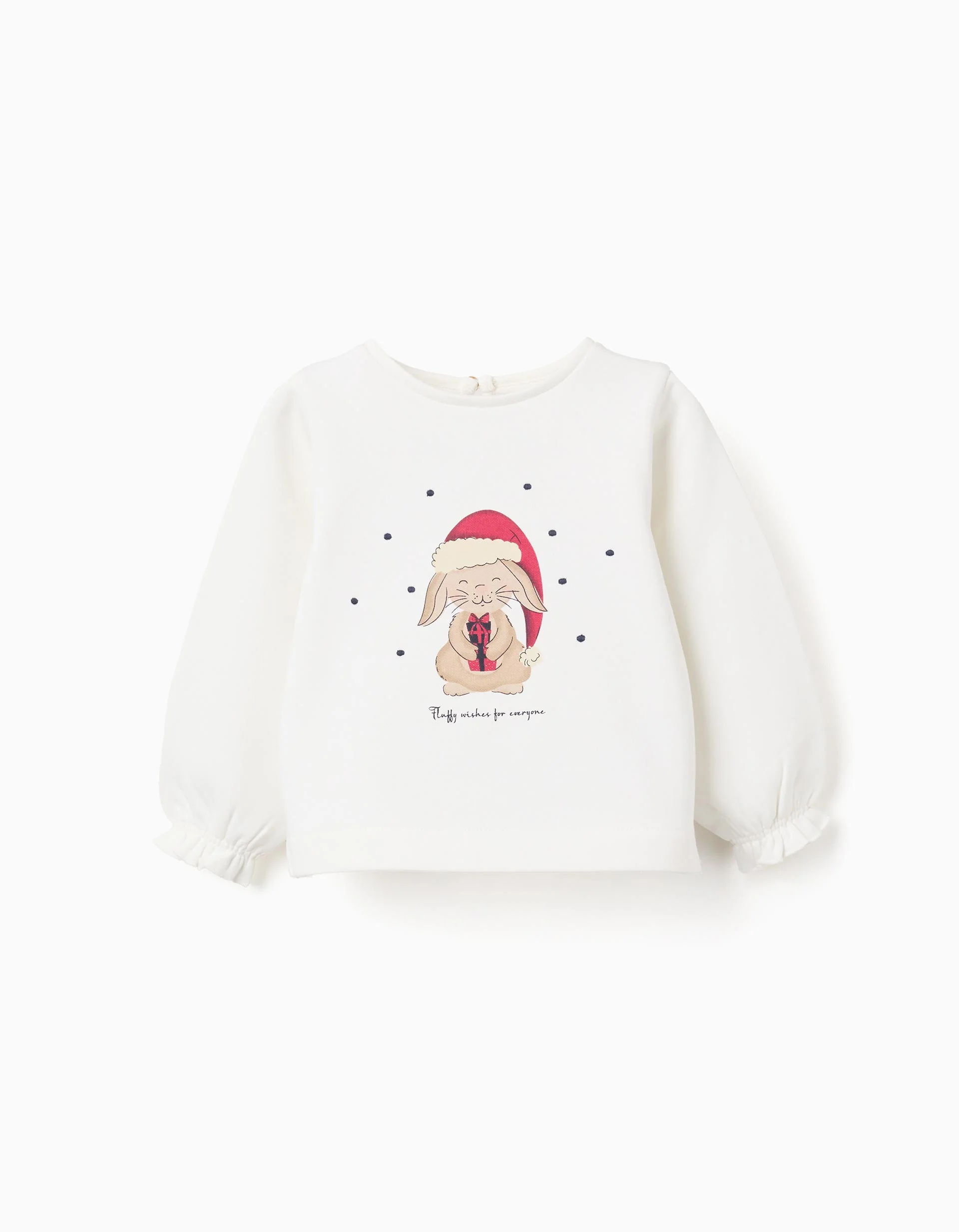 Brushed sweatshirt with Christmas bunny print for baby girls, white